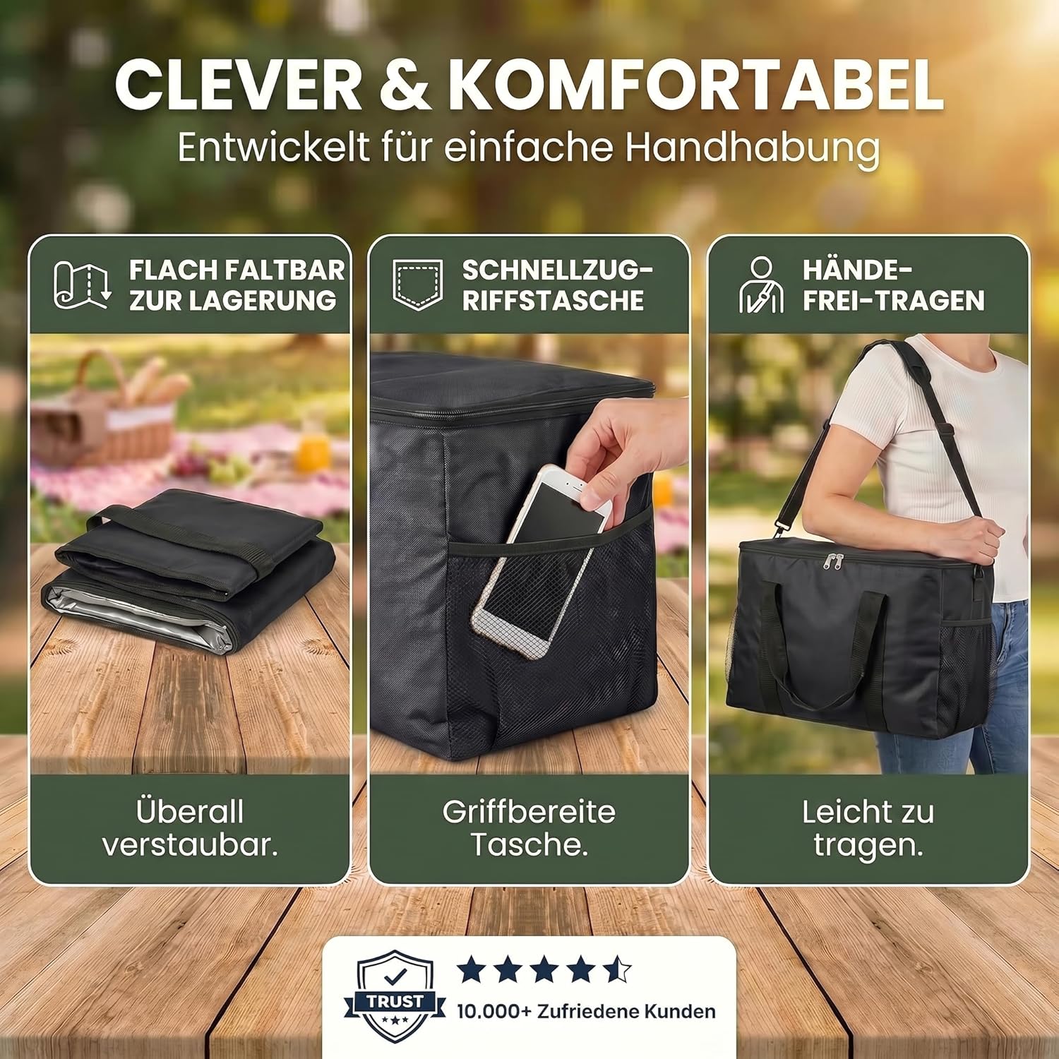 XXL Kühltasche 45L - Isolierte Thermotasche für Picknick & Camping