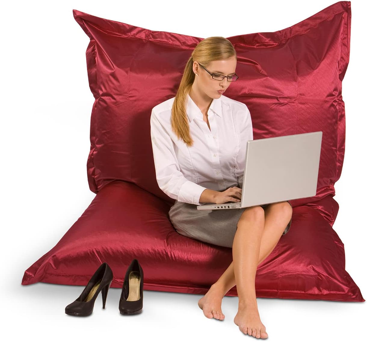 SMOOTHY Sitzsack XXL 400L - Metallic Rubin - Bequemes Lounge-Kissen