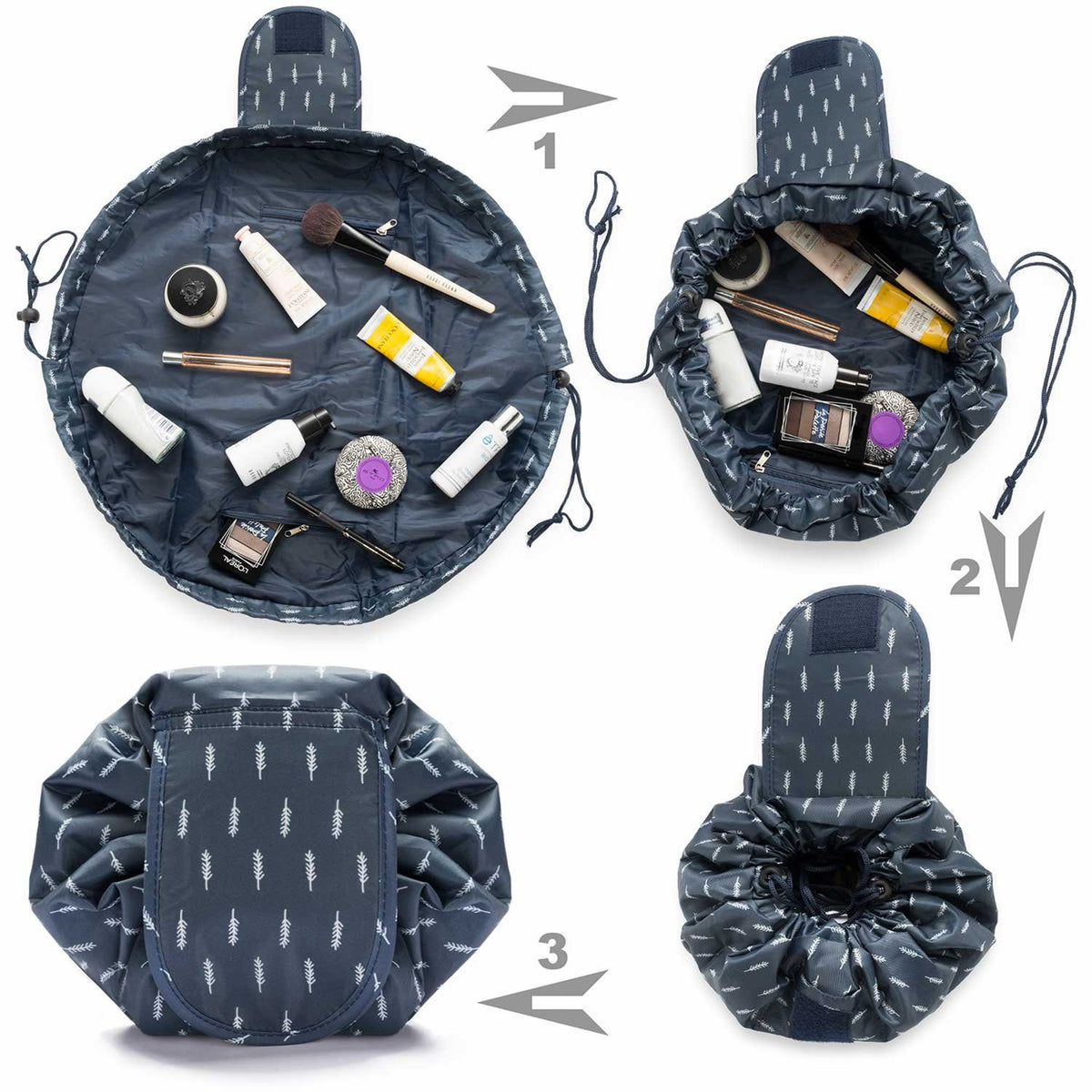 Quick Make-Up Tasche – Dunkelblau, Navy Federn – Bild 5 #Farbe_Dunkelblau