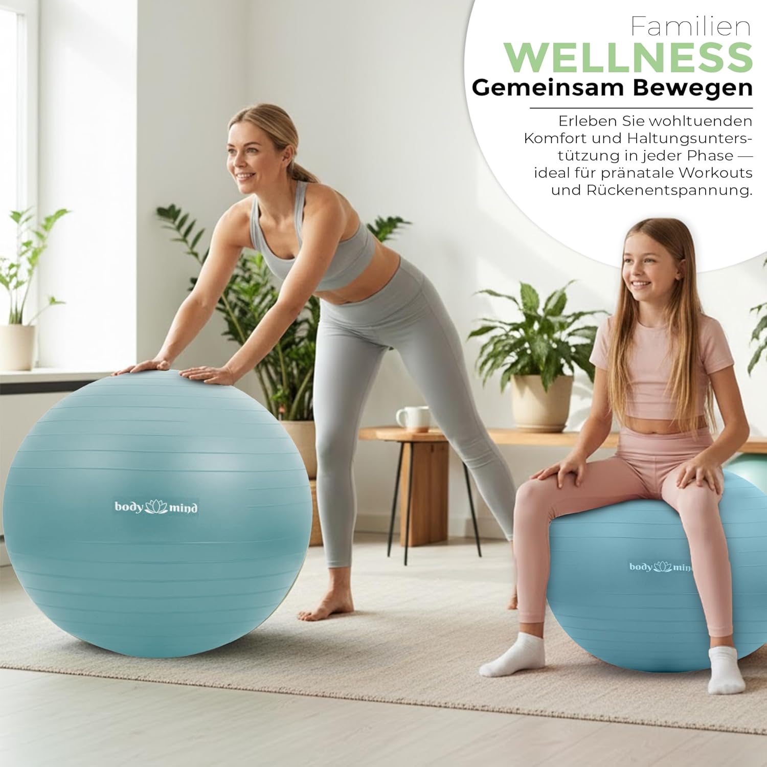 Body & Mind Gymnastikball mit Pumpe - Anti-Burst Pilates & Sitzball