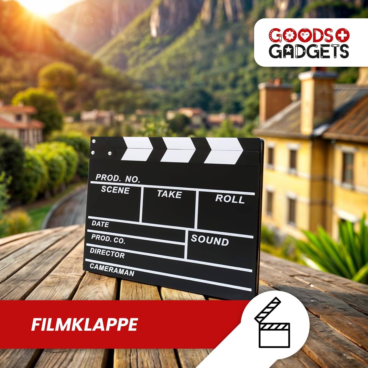 Filmklappe aus Holz - Regieklappe für Filmfans - 30x27 cm