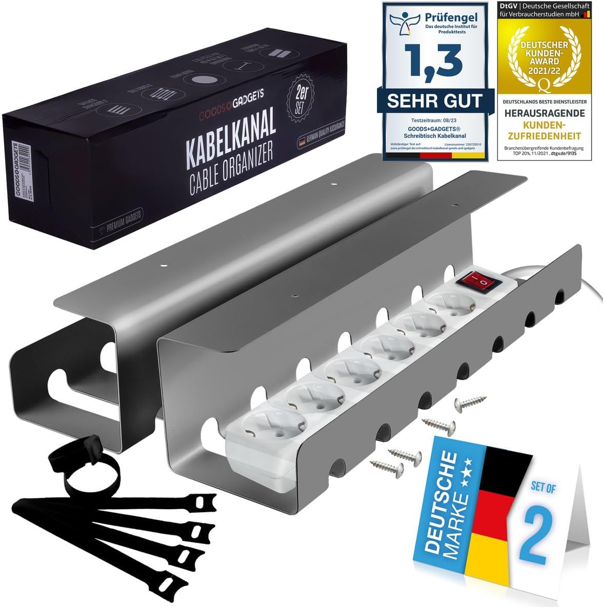 Kabelkanal Schreibtisch 2er Set - Kabelmanagement Ordnungssystem
