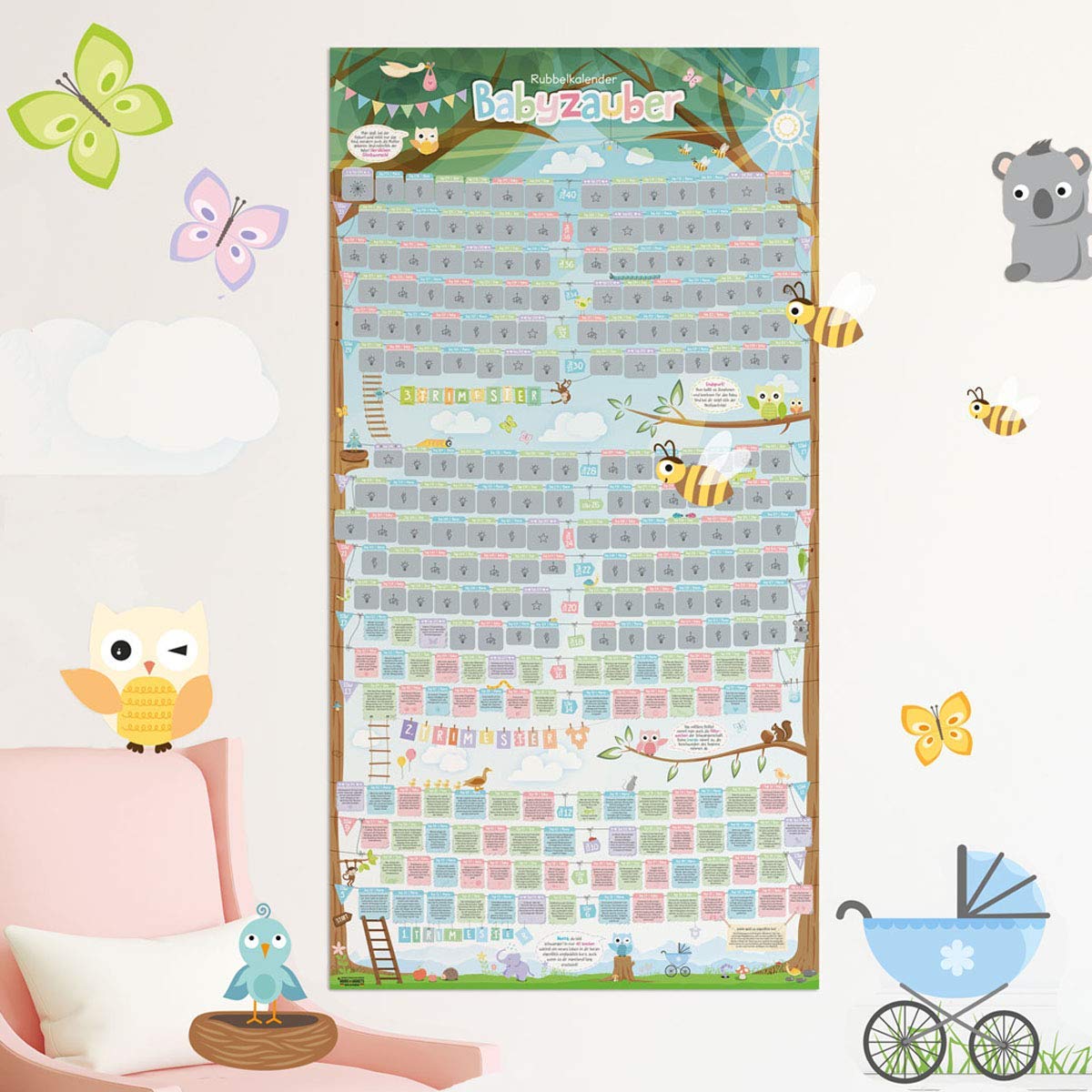 Babykalender Schwangerschaft - Rubbel-Poster für werdende Mamas