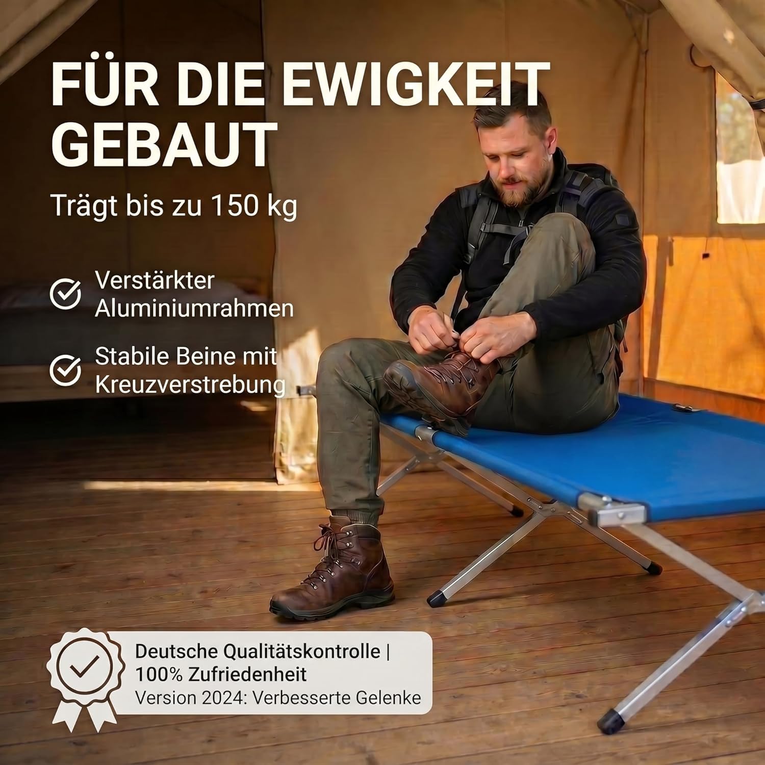Faltbares Army Feldbett aus Aluminium - Stabiles Campingbett