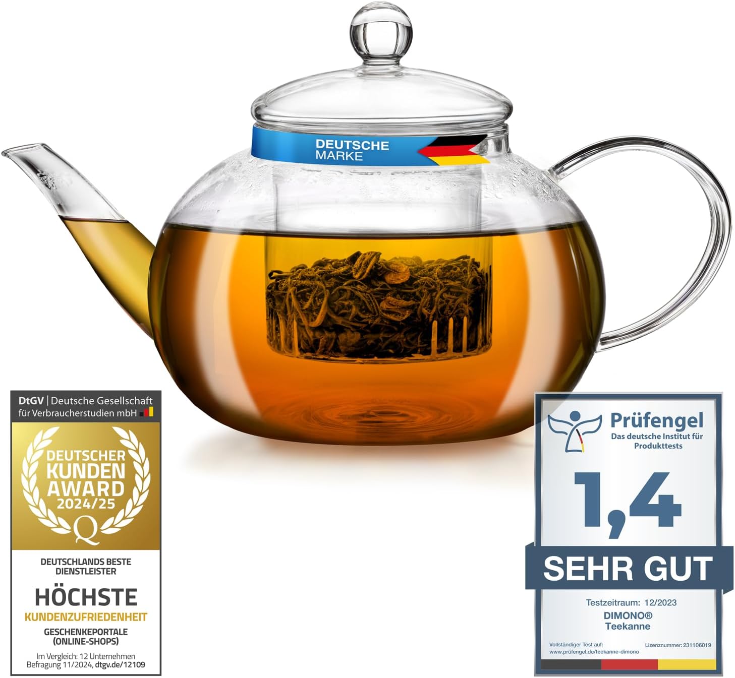 1,5L Teekanne aus Borosilikatglas - Teezubereiter mit Glasfilter