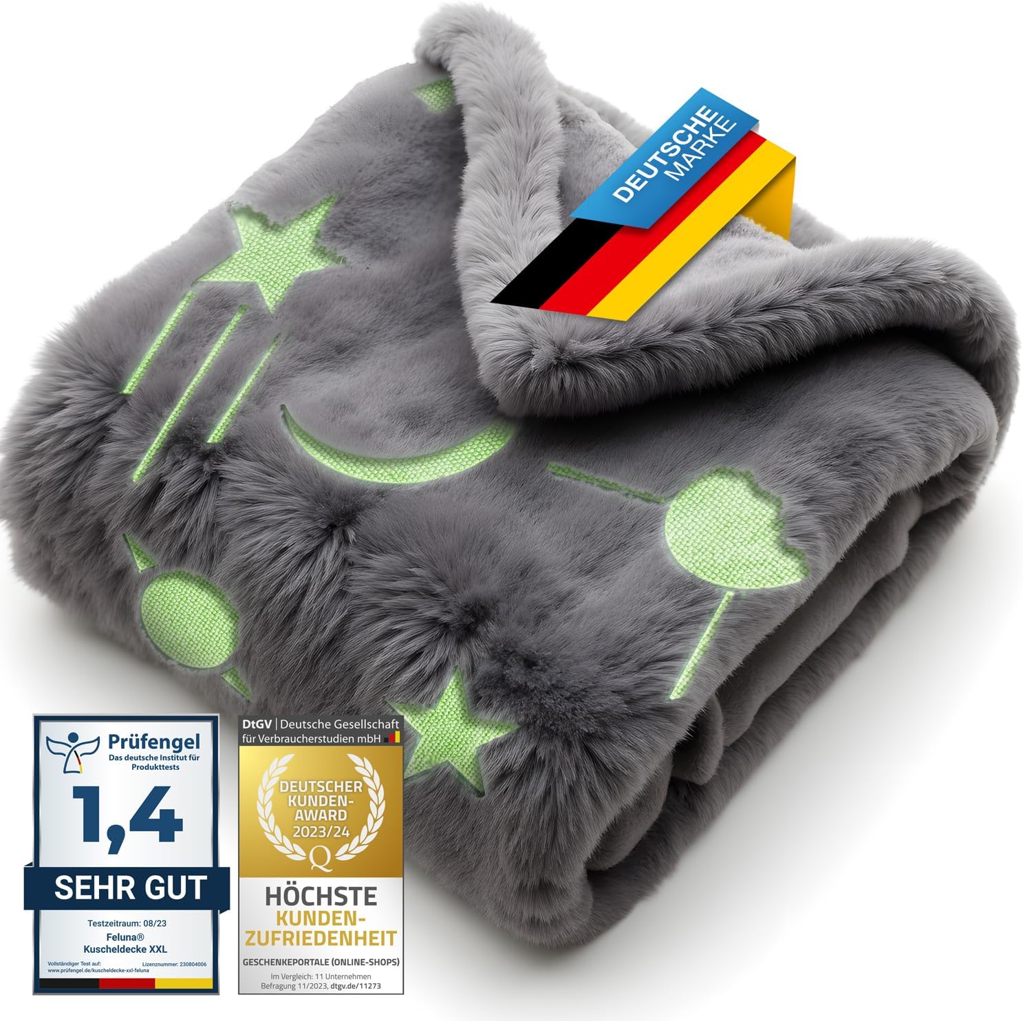 Kuscheldecke Kinder - Leuchtende Sterne Decke - Extra Weich 150x200cm