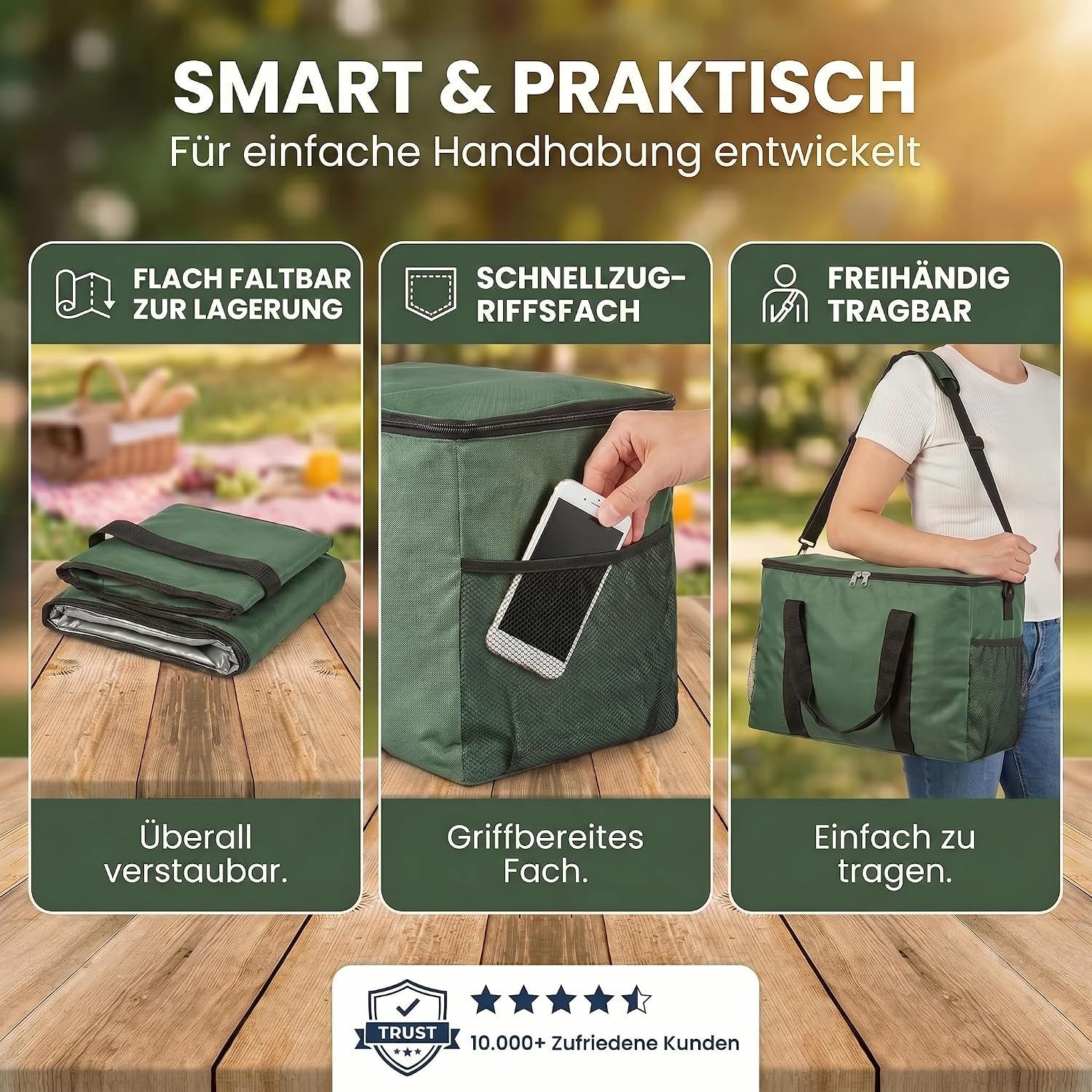XXL Kühltasche 45L - Isolierte Thermotasche für Picknick & Camping