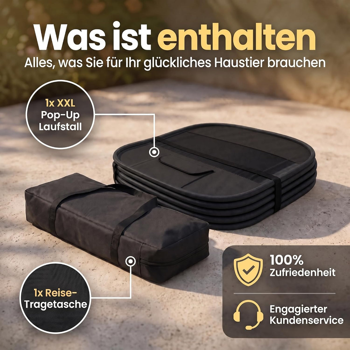 XXL Welpenlaufstall - Faltbares Hundegehege für Innen & Außen