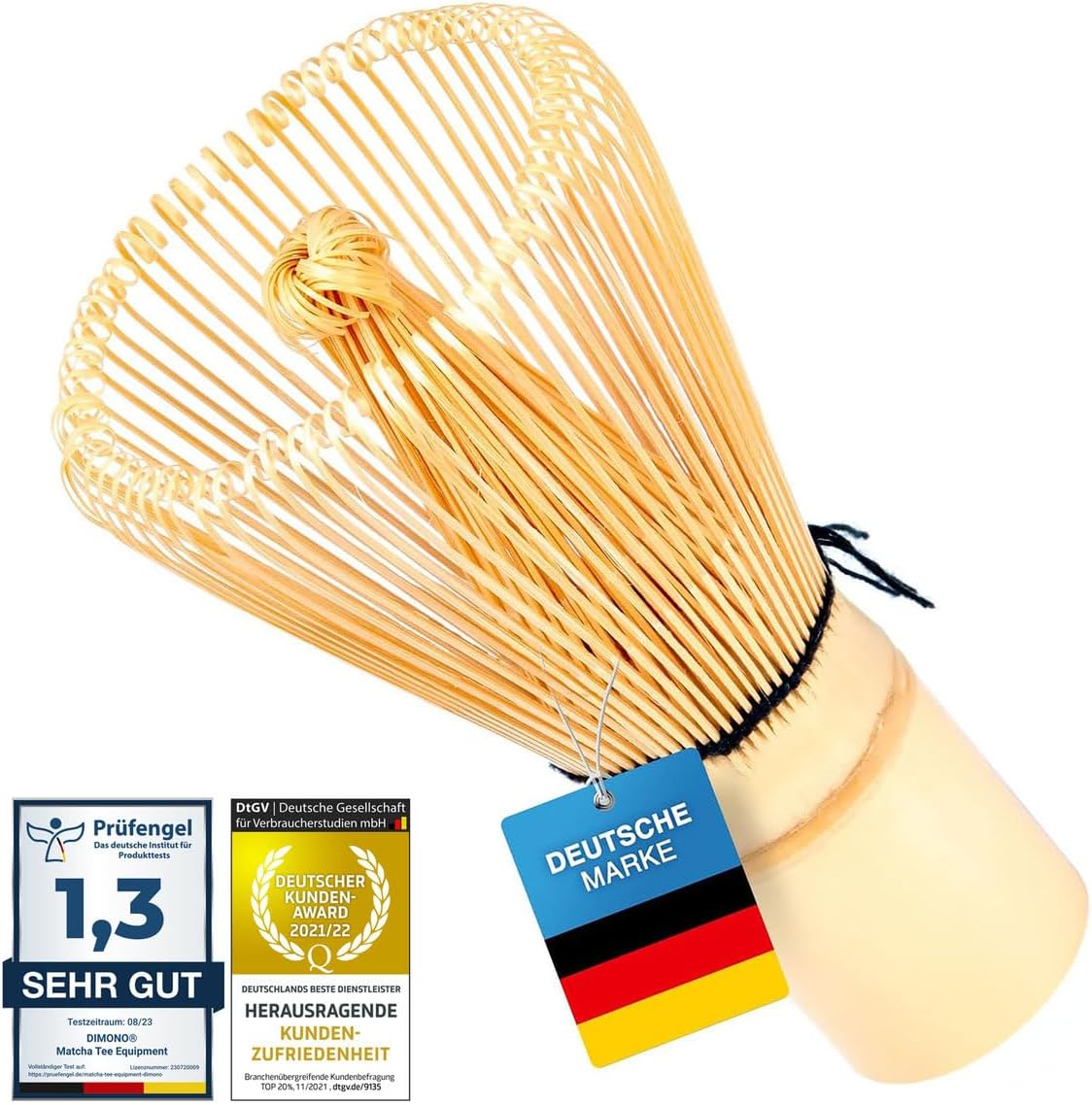 Matcha-Besen Chasen aus Bambus - 100 Borsten für perfekten Schaum