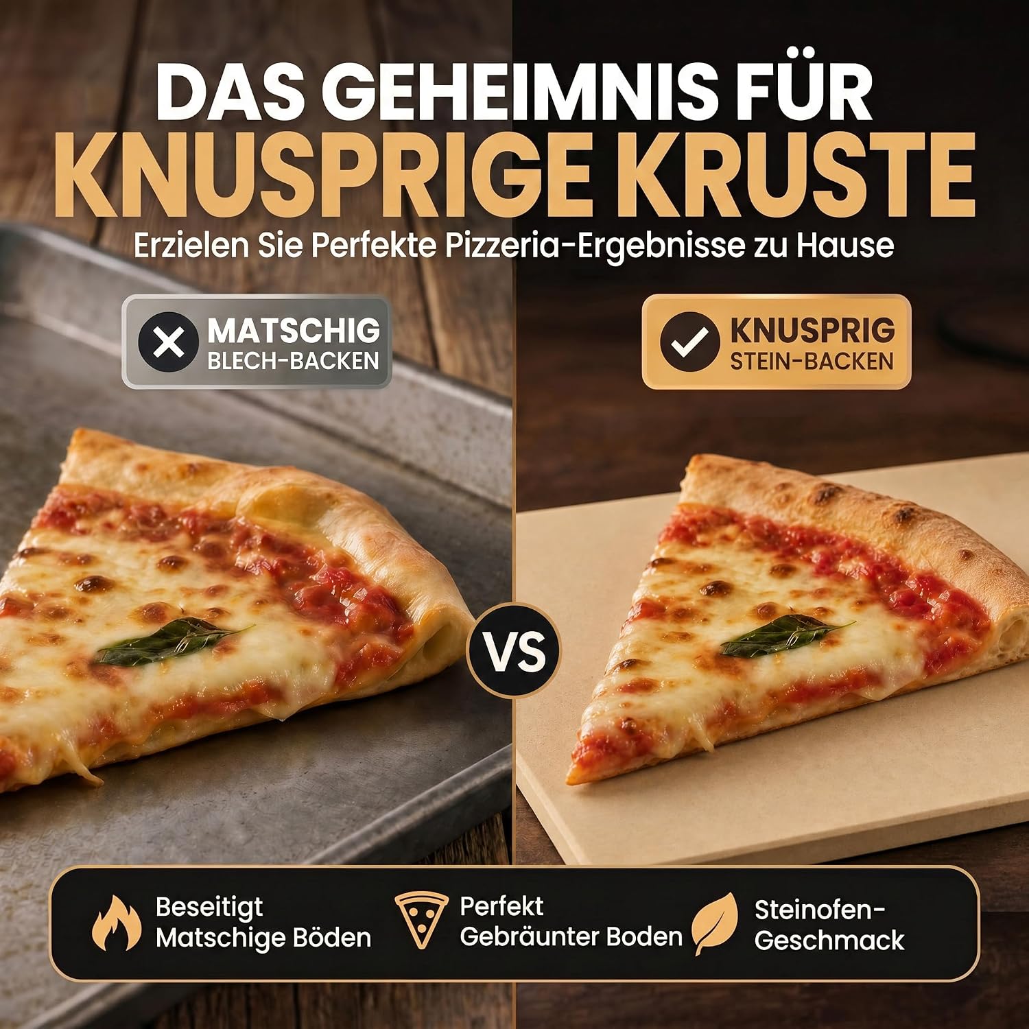 Pizzastein Set 38x30 cm aus Cordierit inkl. Pizzaschieber