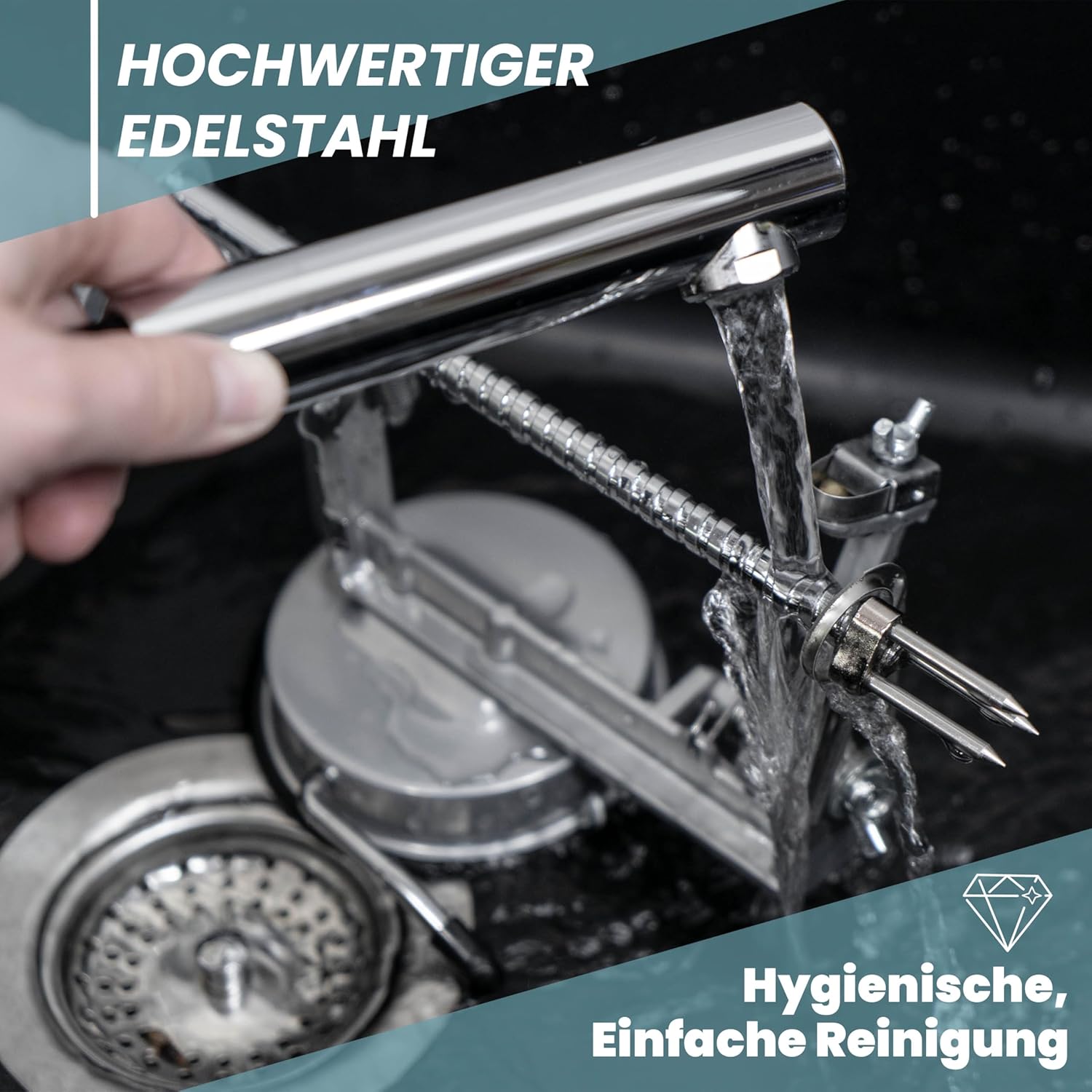 3-in-1 Apfelschäler Edelstahl - Manuelle Kurbel-Schälmaschine
