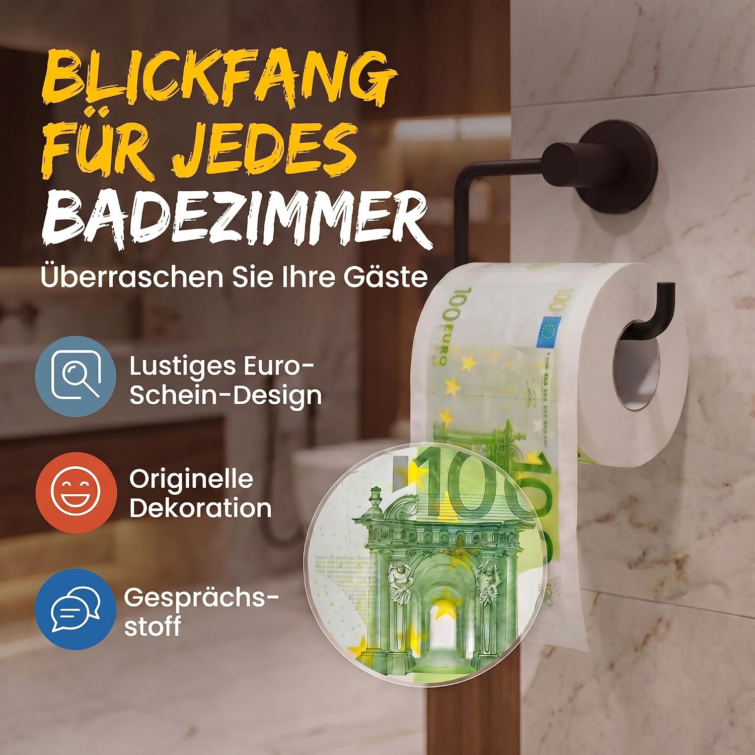 100€-Schein Toilettenpapier - Lustiges Geschenk & Scherzartikel