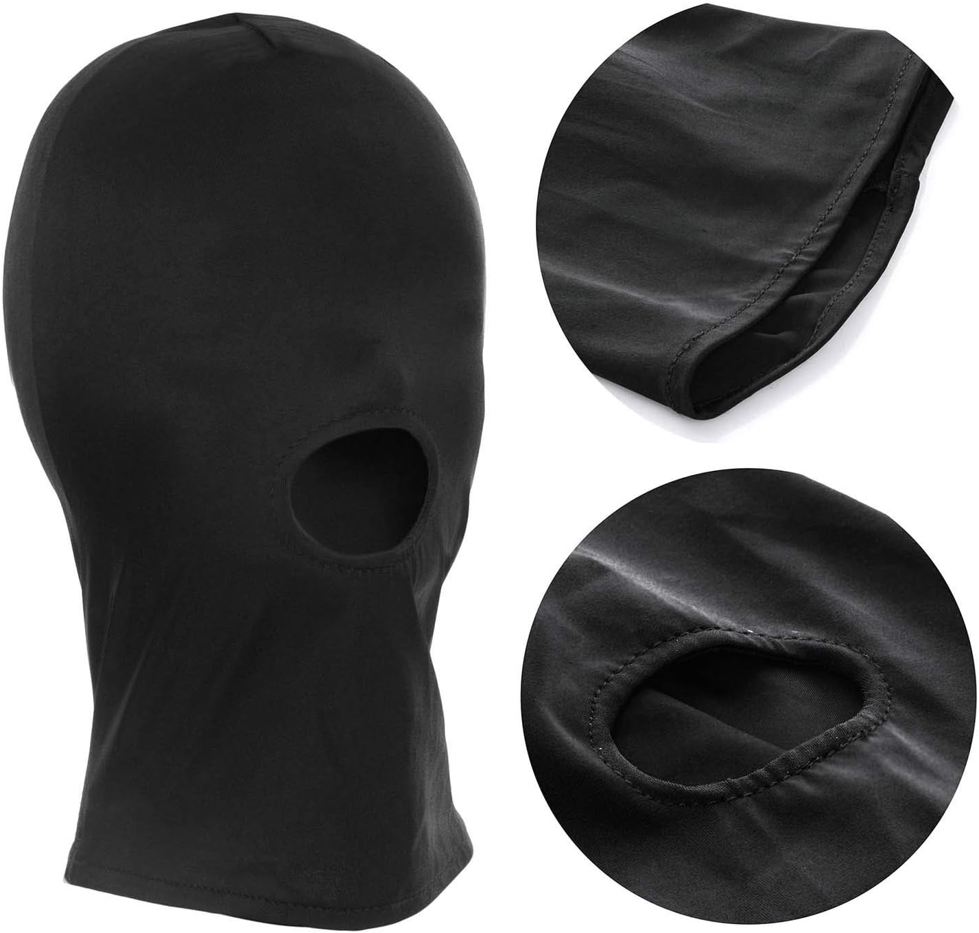 Erotische BDSM Fetisch Maske - Dehnbare Bondage-Haube mit Mundöffnung