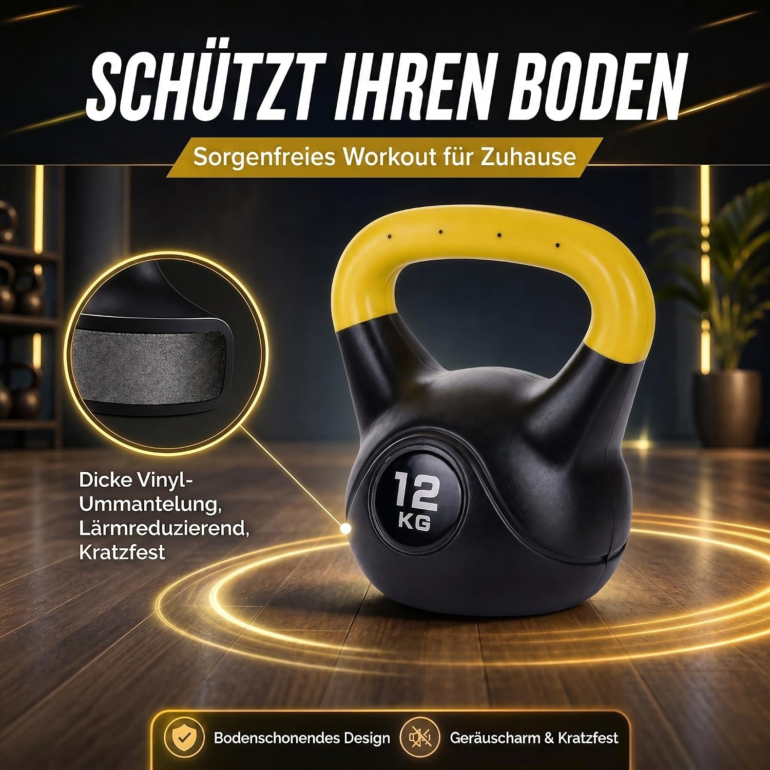 Kettlebell Kugelhantel Deluxe 2-20 kg – Bodenschonendes Krafttraining