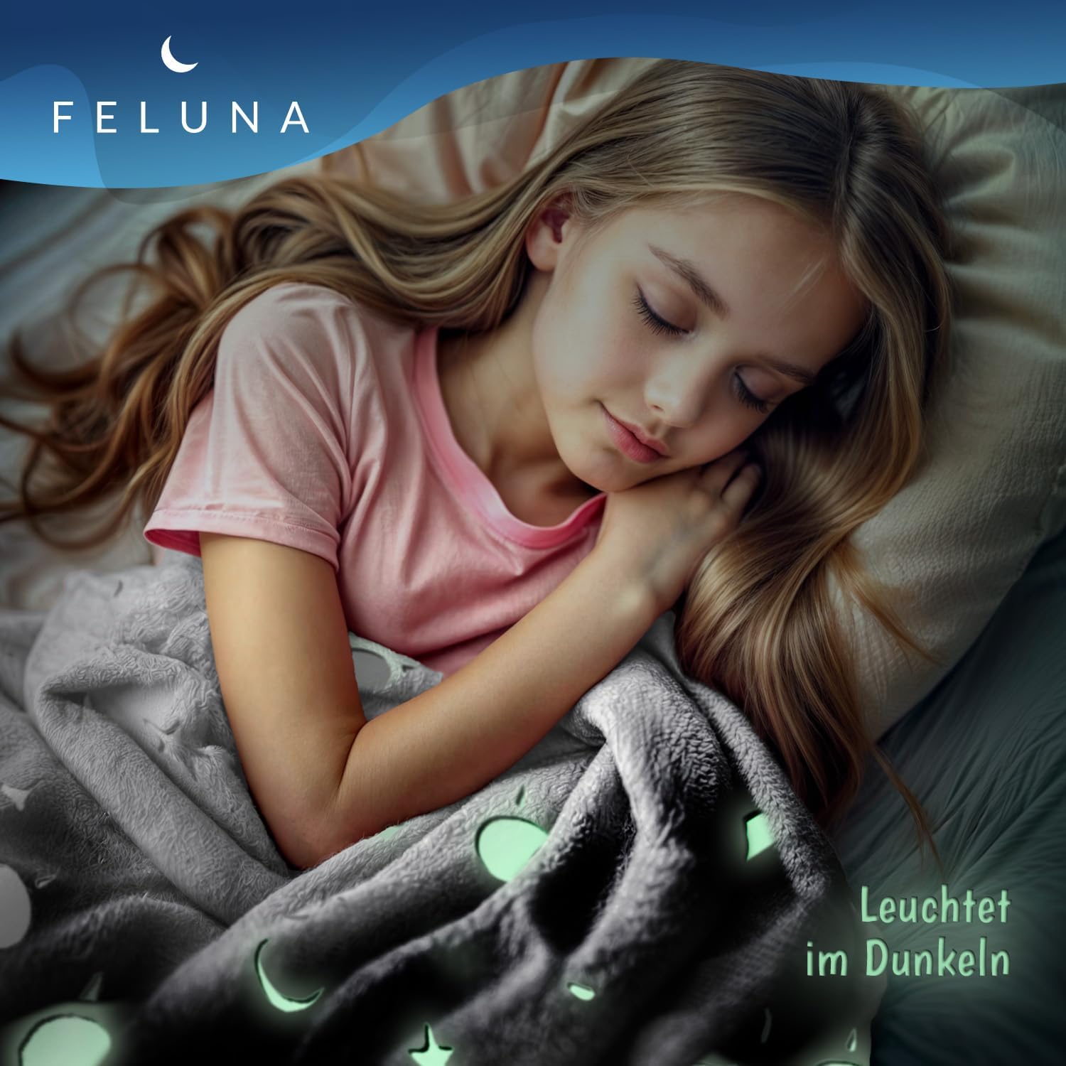 Kuscheldecke Kinder - Leuchtende Sterne Decke - Extra Weich 150x200cm
