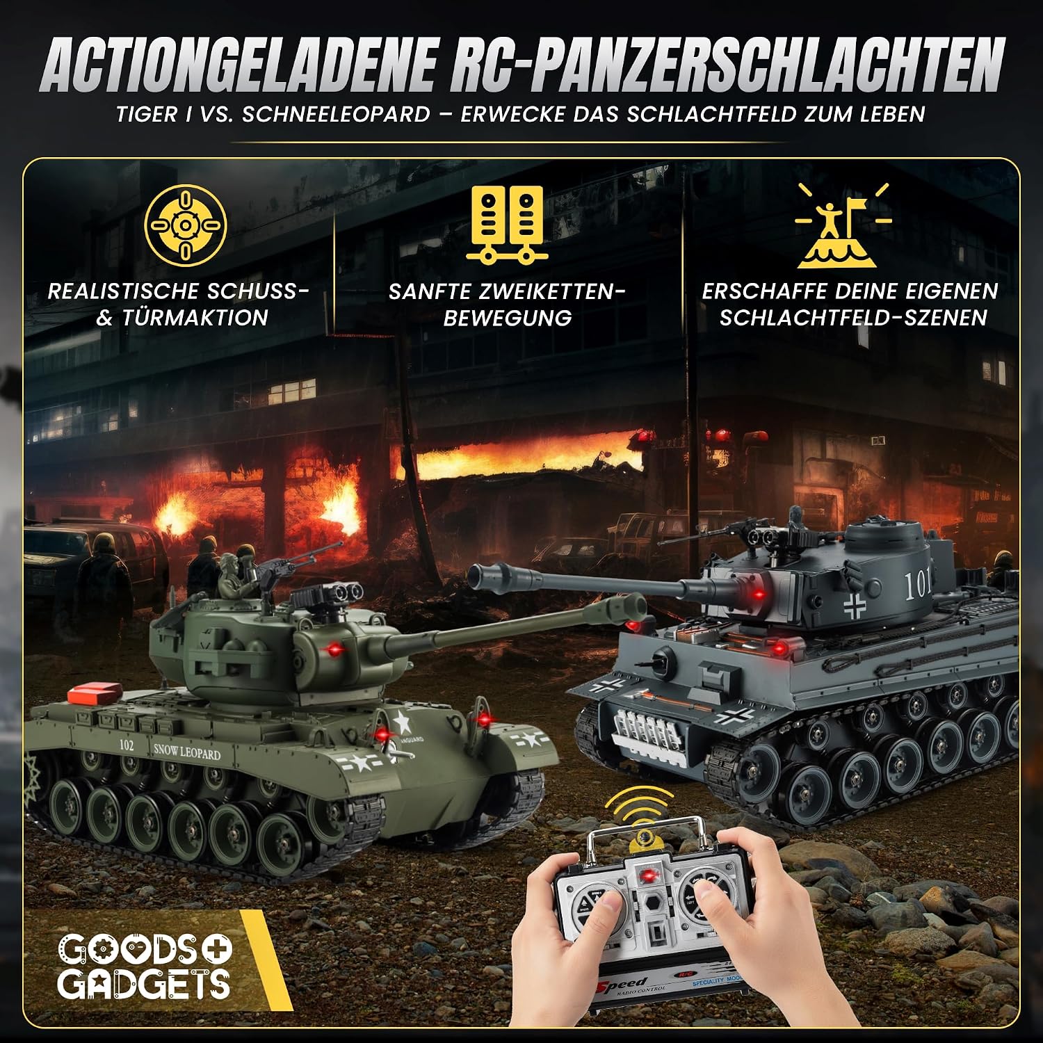 Ferngesteuerter Tiger Panzer 1:16 - RC Modellbau mit Schussfunktion