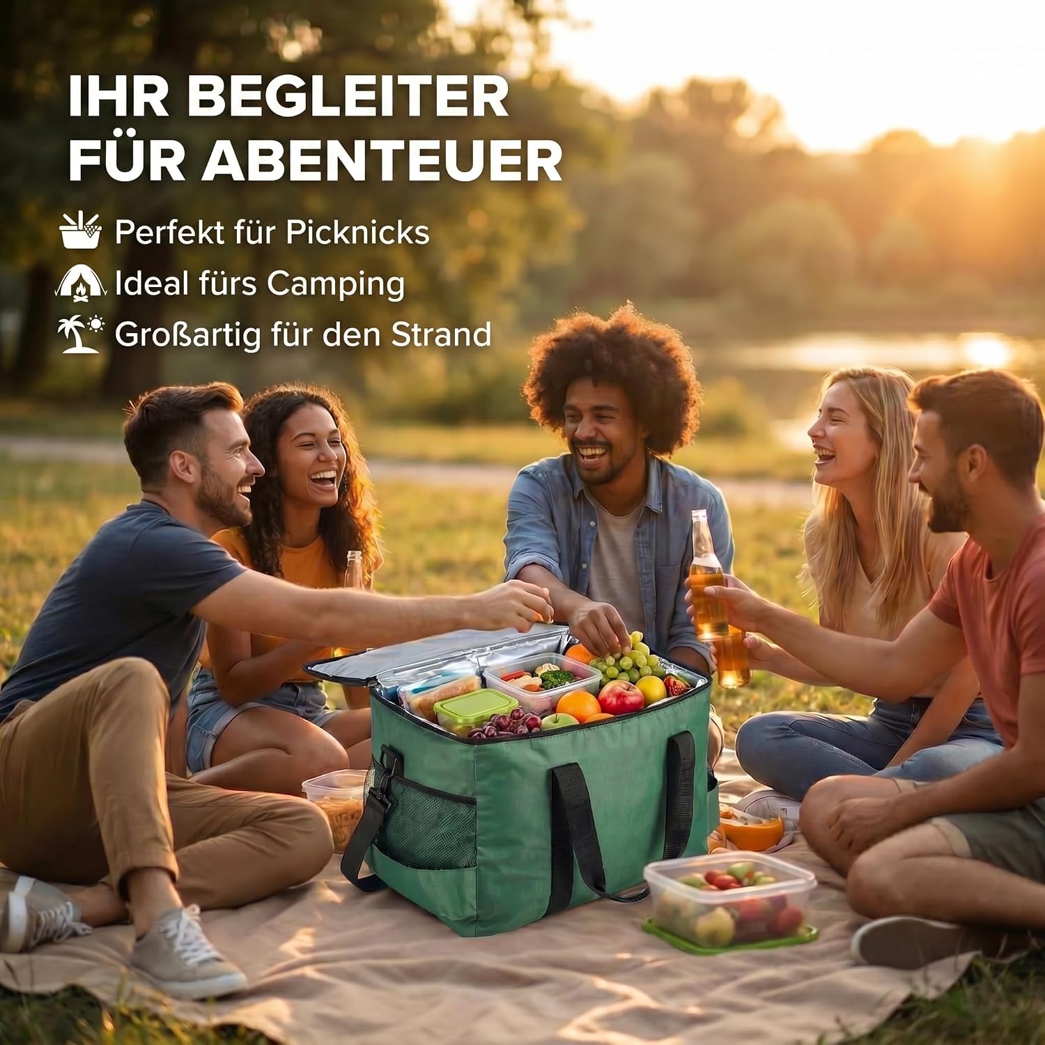 XXL Kühltasche 45L - Isolierte Thermotasche für Picknick & Camping