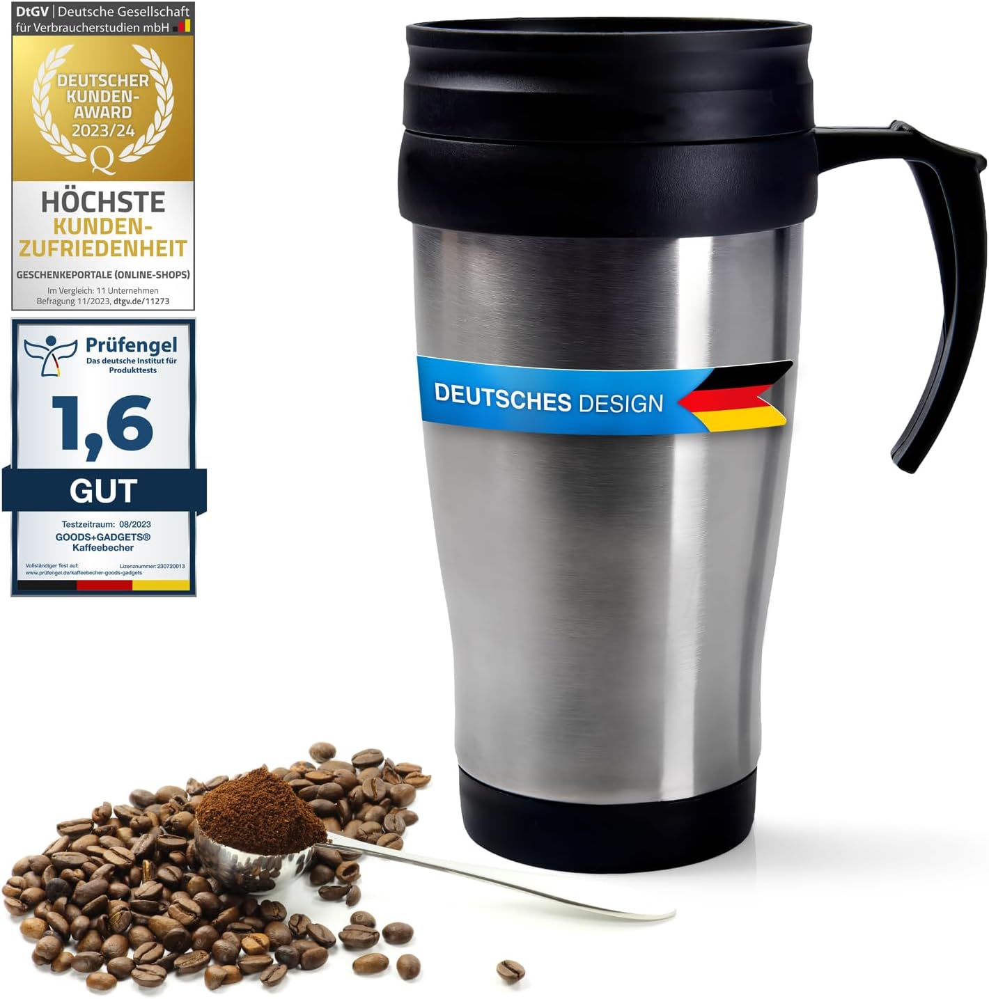 Thermobecher Edelstahl 400ml - Isolierbecher für Unterwegs