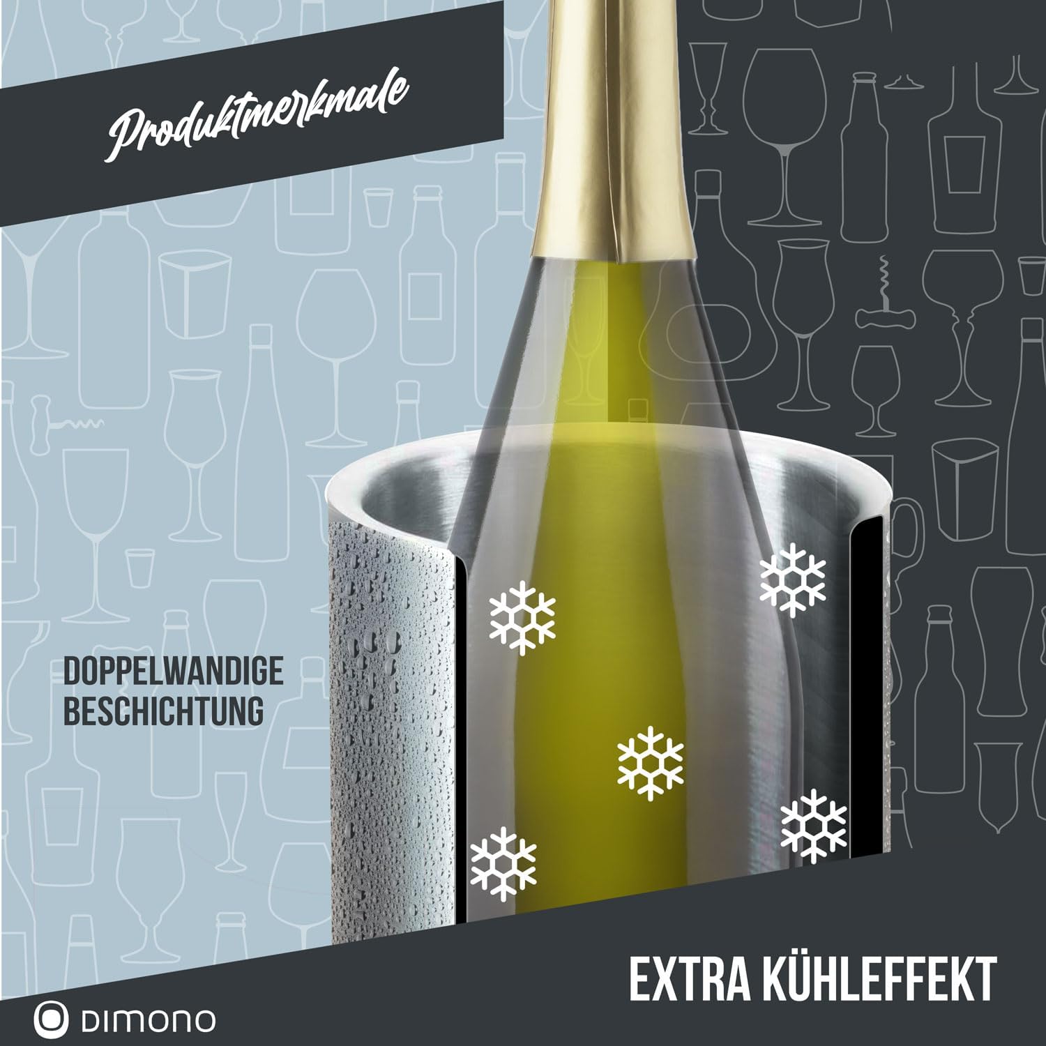 Edelstahl Flaschenkühler - Doppelwandiger Wein- & Sektkühler