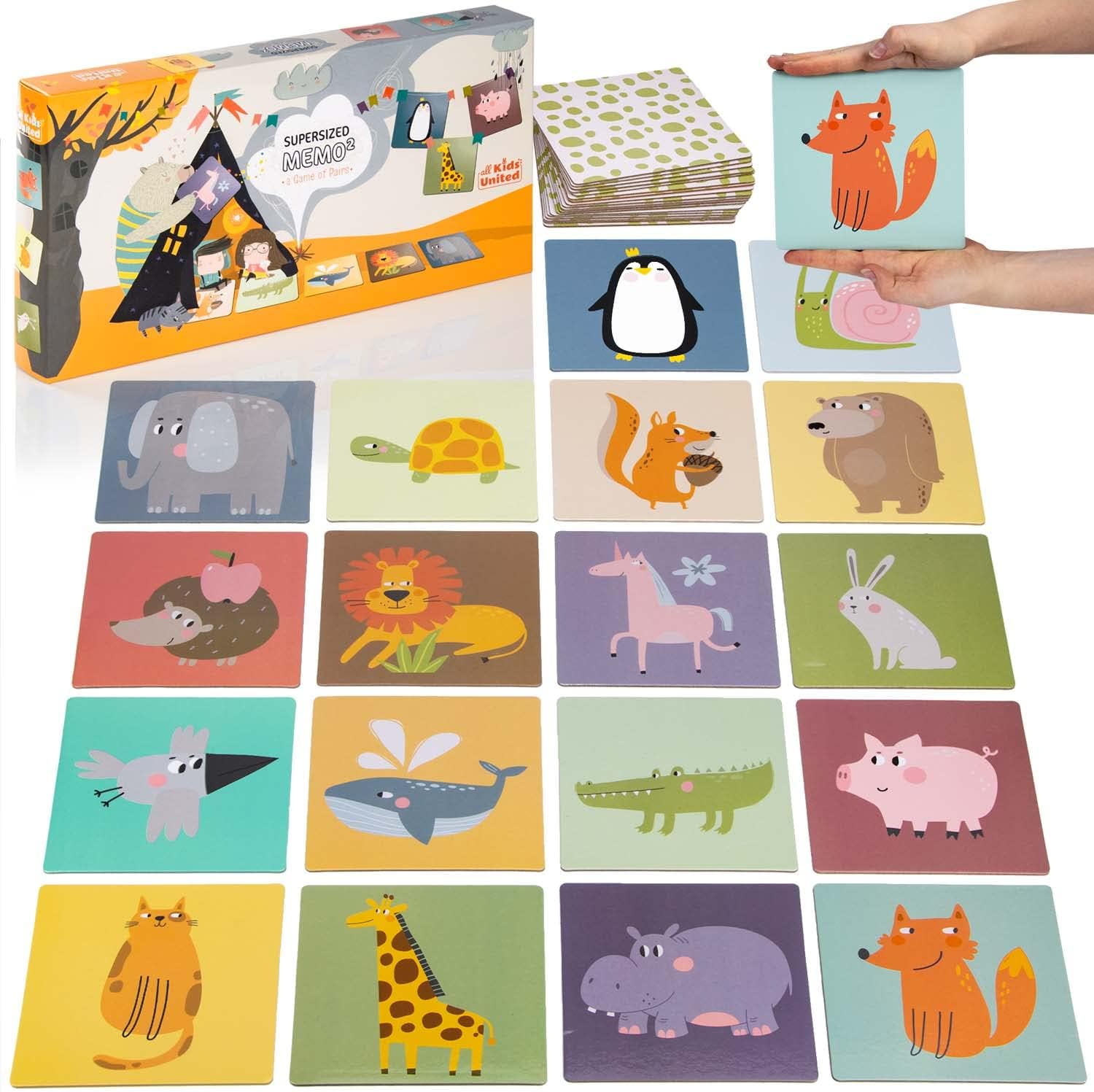Memo² Holz-Memory für Kinder - Hochwertiges Tier-Gedächtnisspiel