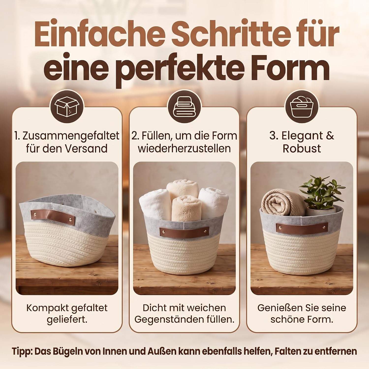Feluna Bast-Korb - Formstabiler Aufbewahrungs- & Brotkorb
