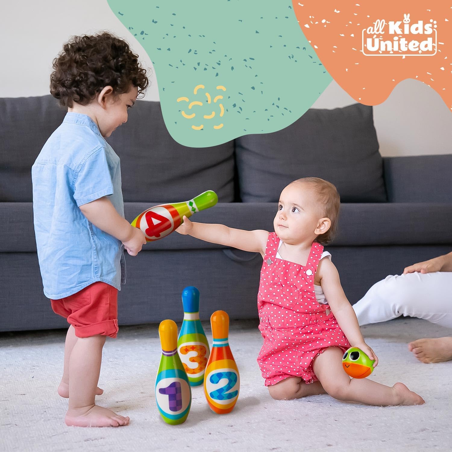 XXL Bowling Set für Kinder - 10 Weiche Kegel & 2 Bälle - Spielzeug