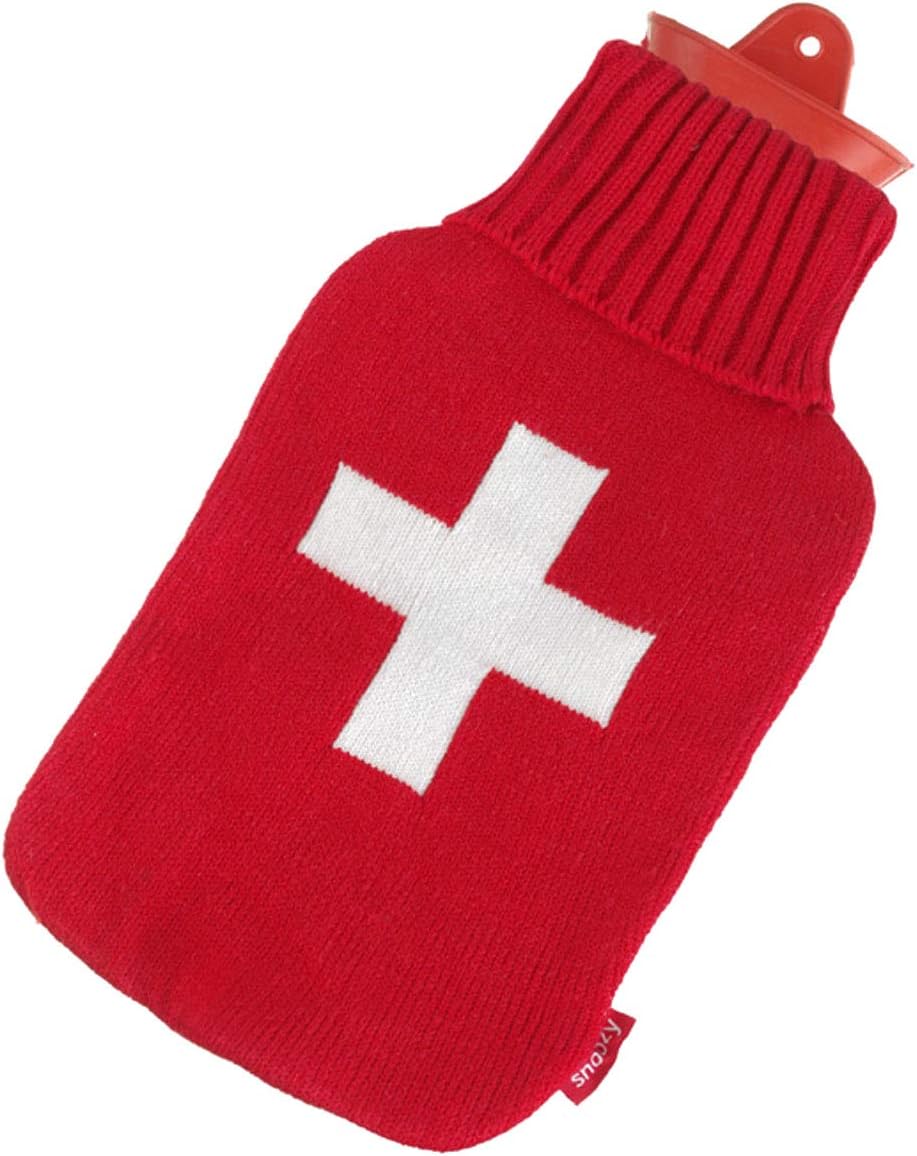 Snoozy 2L Wärmflasche mit Schweizer Kreuz Bezug - Kuschelig & Warm