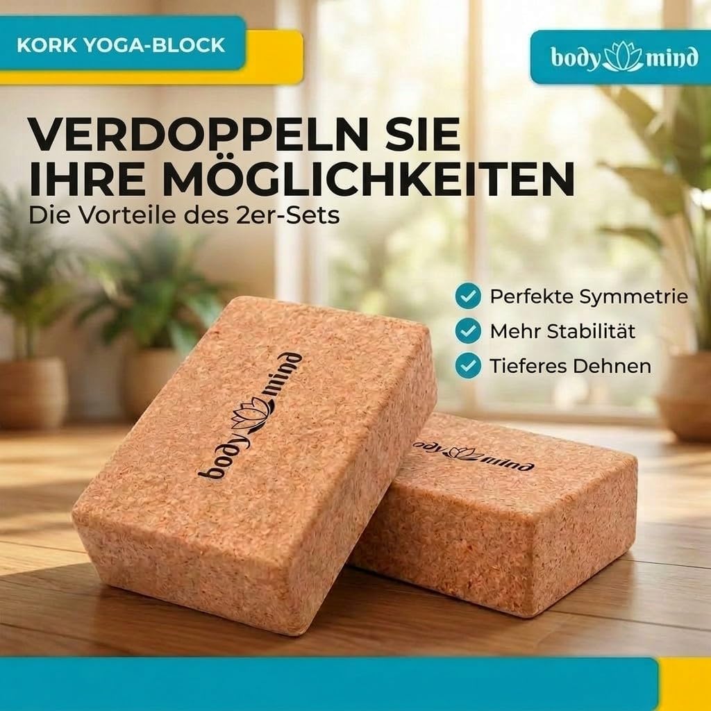 Yoga-Block aus Kork 2er-Set - Rutschfest & Stabil für Ihr Yoga