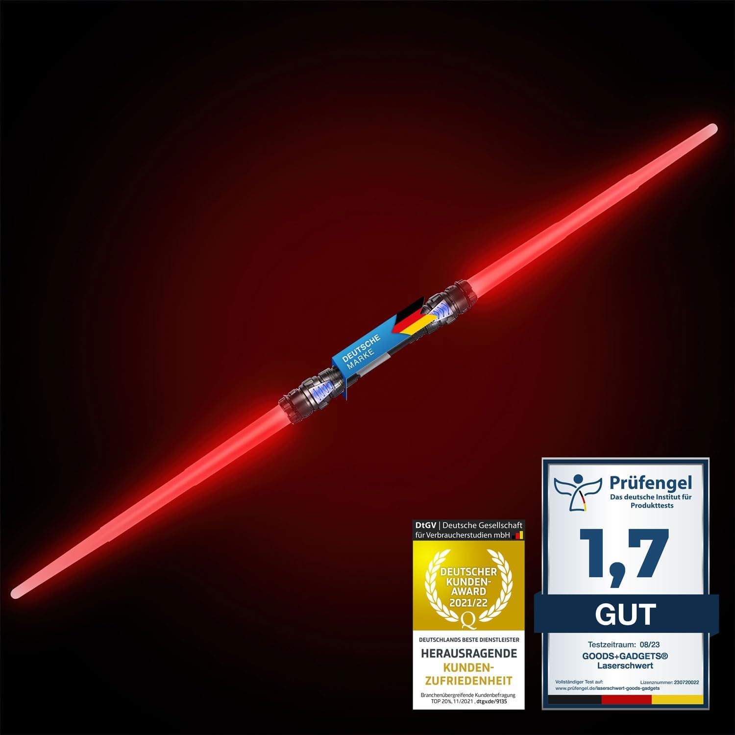 XXL Doppel-Lichtschwert 138cm mit Sound & Licht – Blau