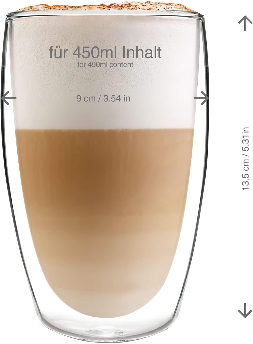 Dimono Thermo-Longdrinkglas 450ml - Doppelwandiges Isolierglas
