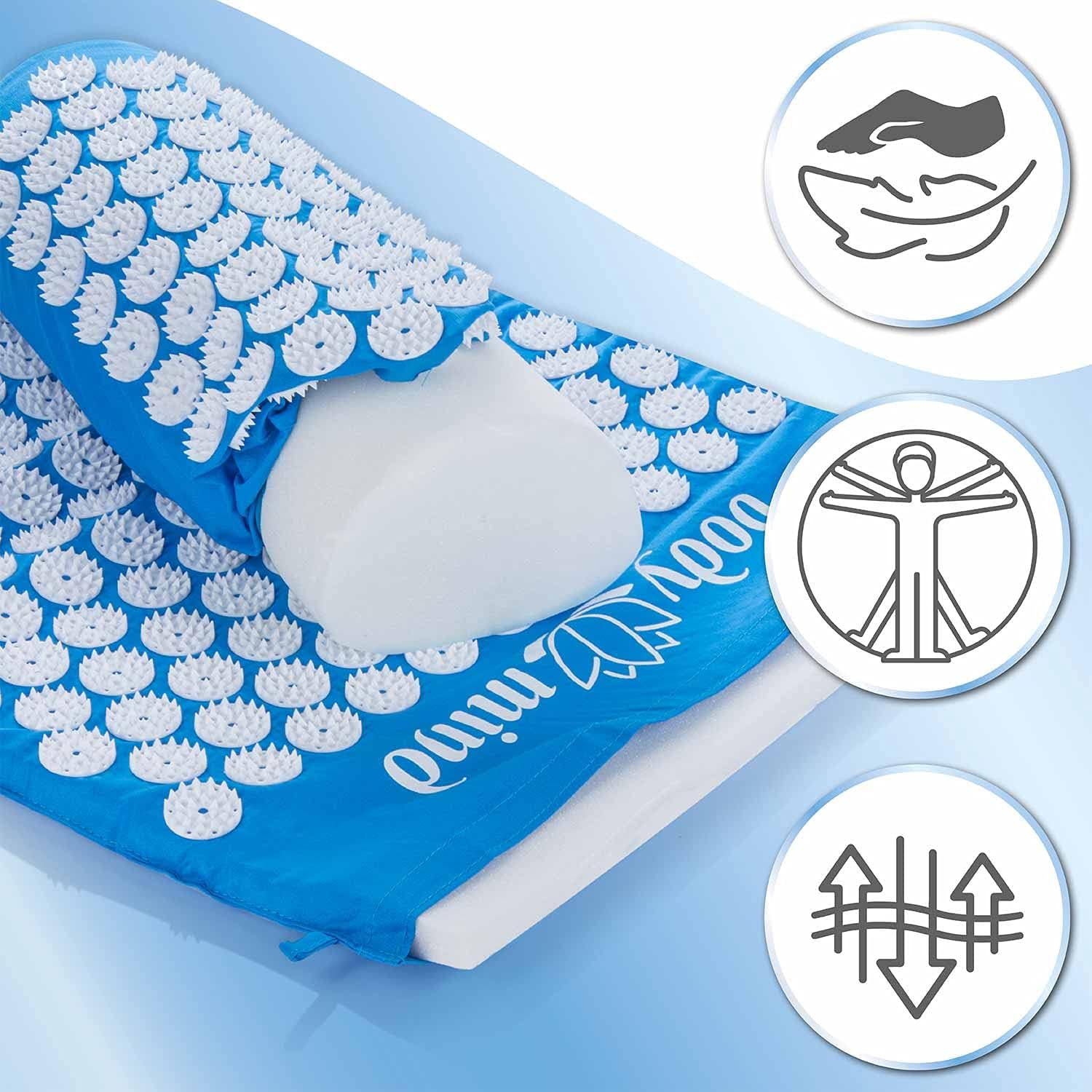 Akupressurmatte Set mit Kissen - 7140 Spitzen für Tiefenentspannung