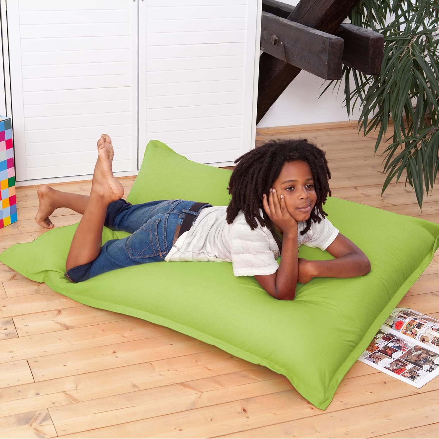 Smoothy Sitzsack Cotton Jr. Grün - Bequemer Kindersitzsack