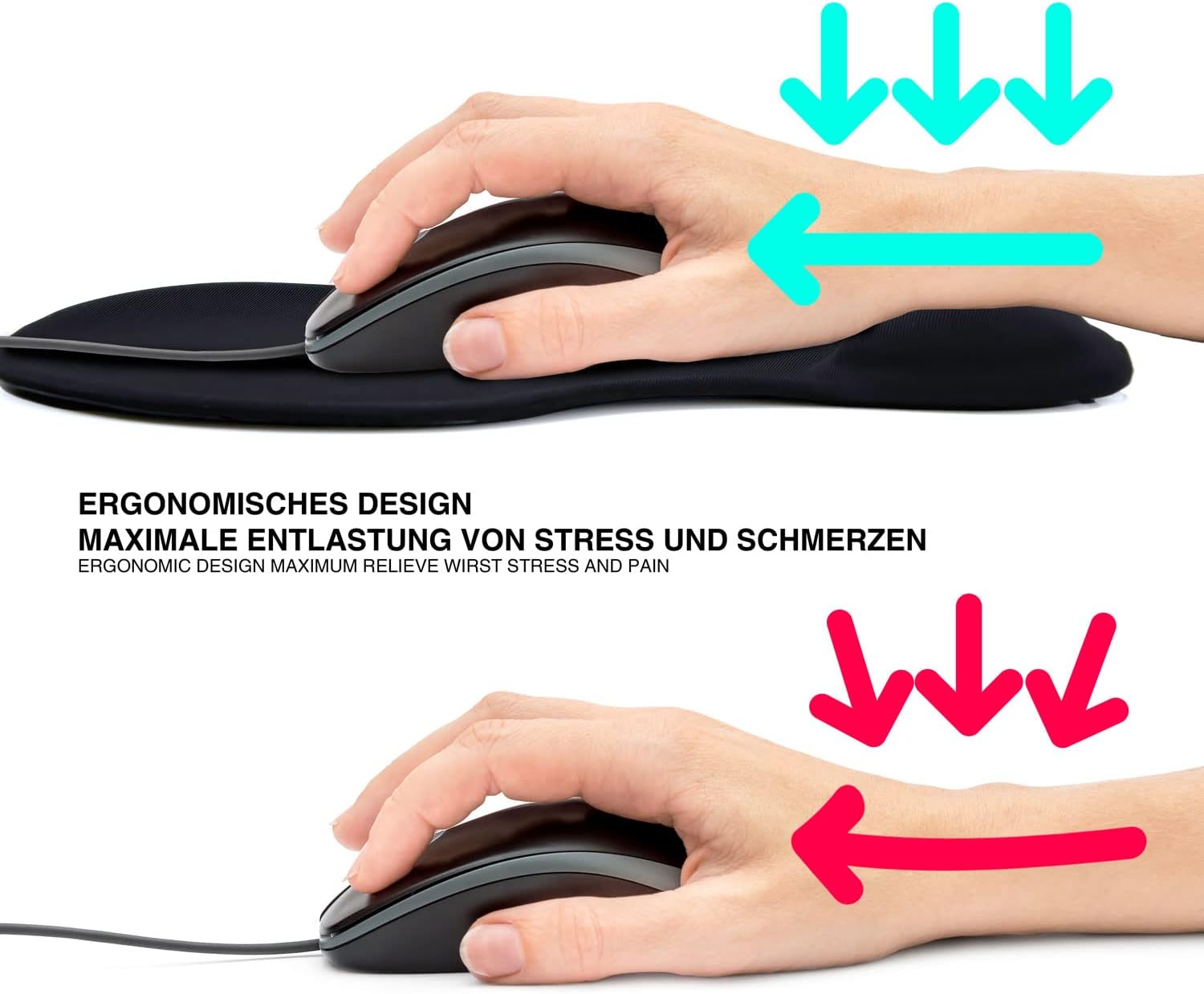 Ergonomisches Gel-Mauspad mit Handgelenkauflage - Rutschfest