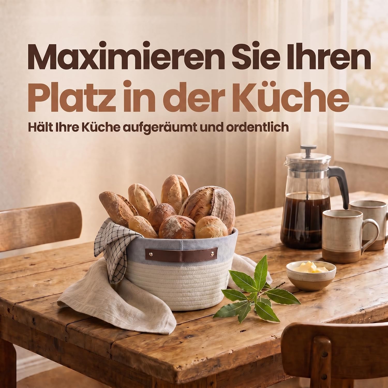 Feluna Bast-Korb - Formstabiler Aufbewahrungs- & Brotkorb