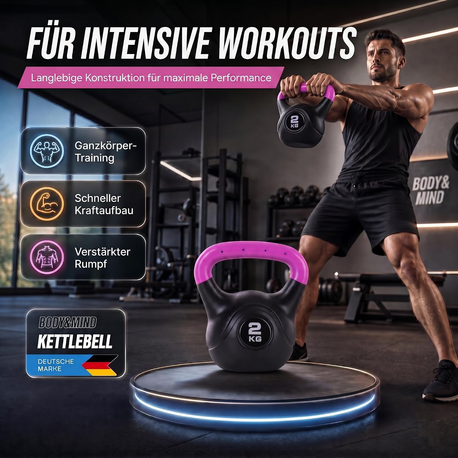 Kettlebell Kugelhantel Deluxe 2-20 kg – Bodenschonendes Krafttraining