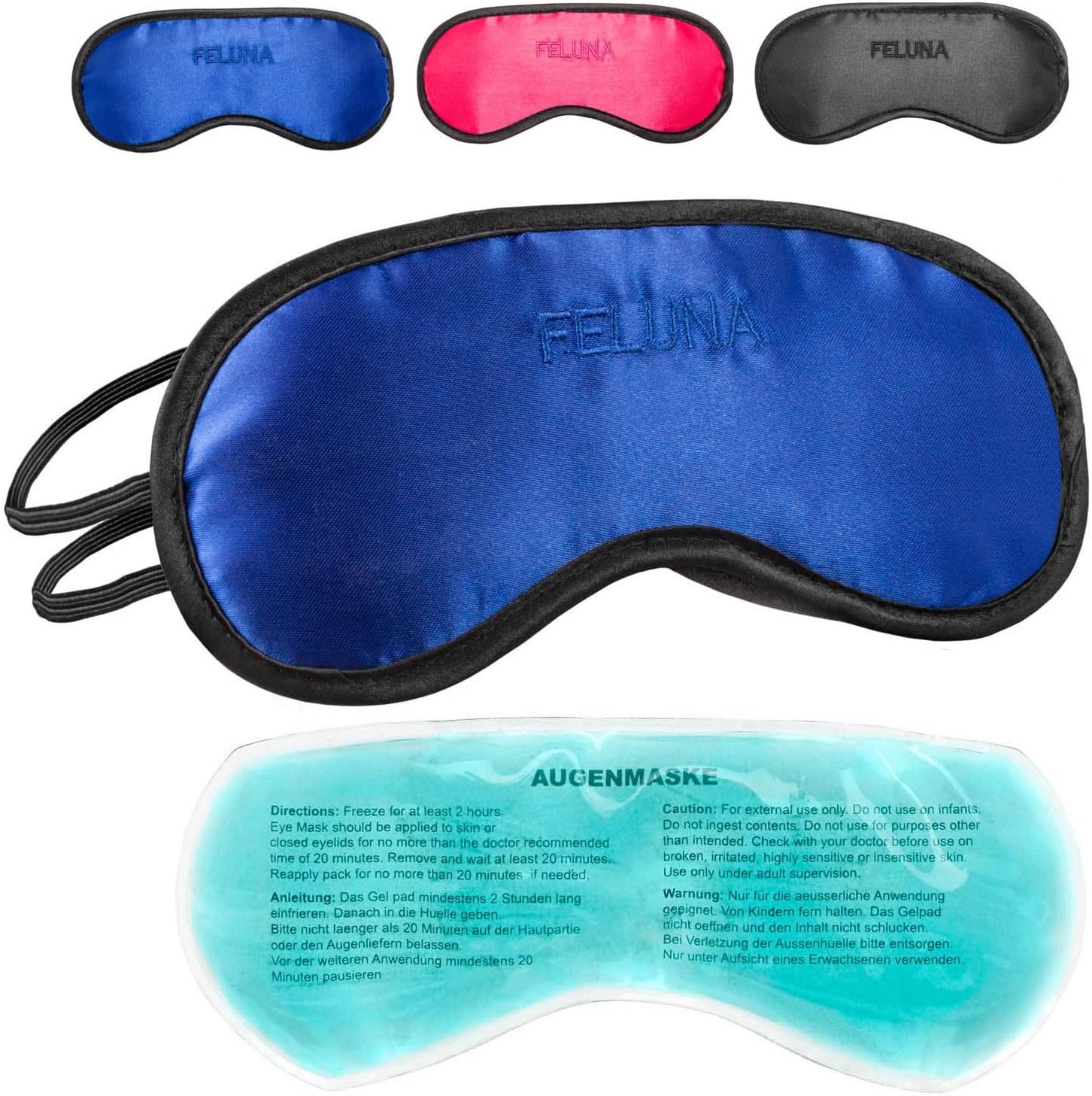 Feluna Schlafmaske mit Kühlpad – Premium Satin Augenmaske