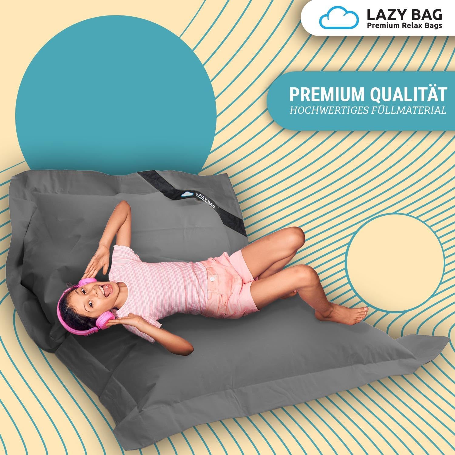 LazyBag Outdoor Sitzsack Junior – Wasserfestes Sitzkissen für Kinder