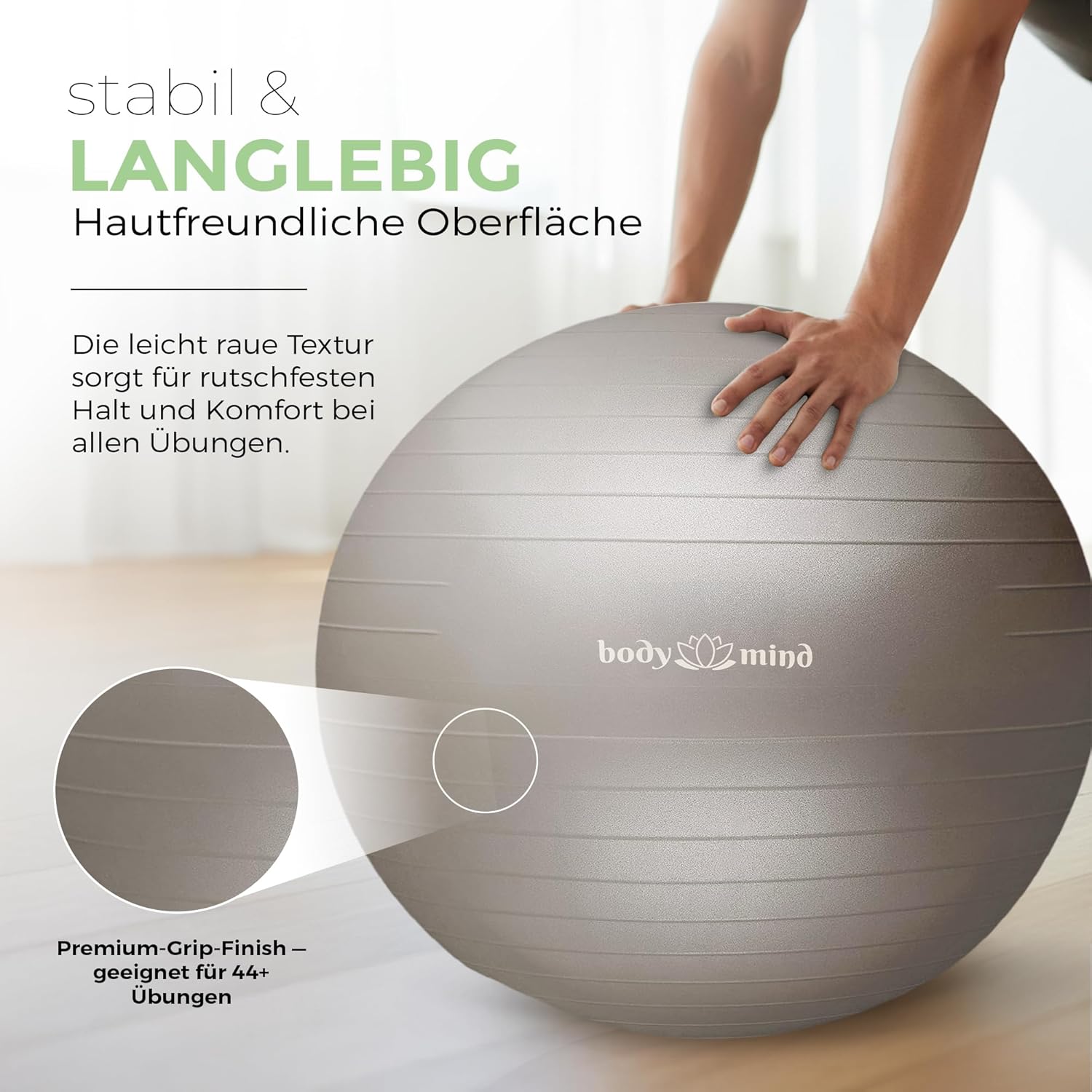 Body & Mind Gymnastikball mit Pumpe - Anti-Burst Pilates & Sitzball