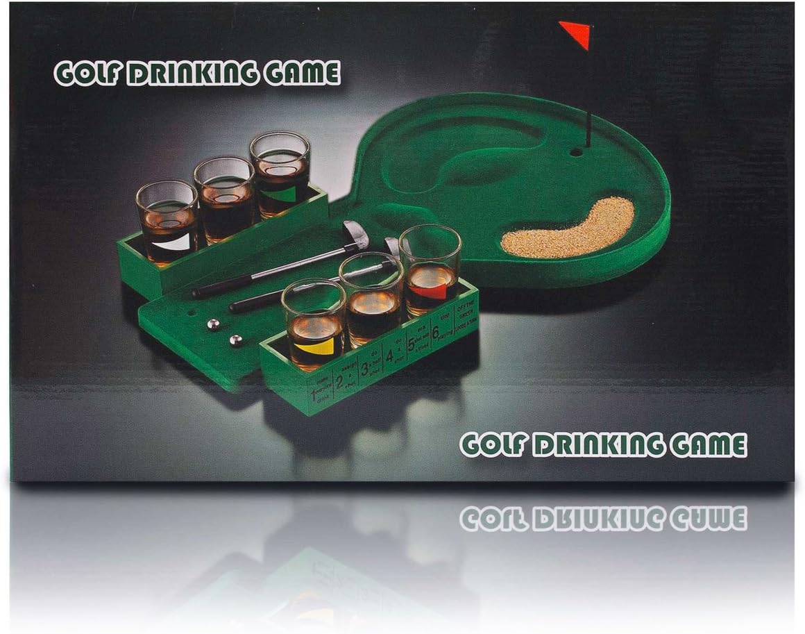 Golf Trinkspiel Set - Party-Saufspiel mit 6 Gläsern