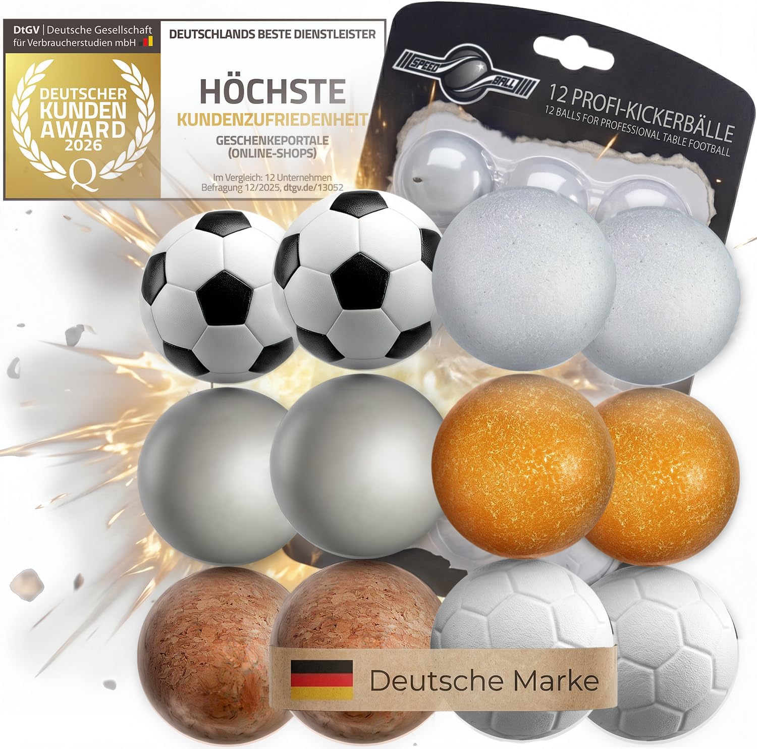 12er Set Profi Kickerbälle - 35mm Tischfußball-Bälle für Kickertische