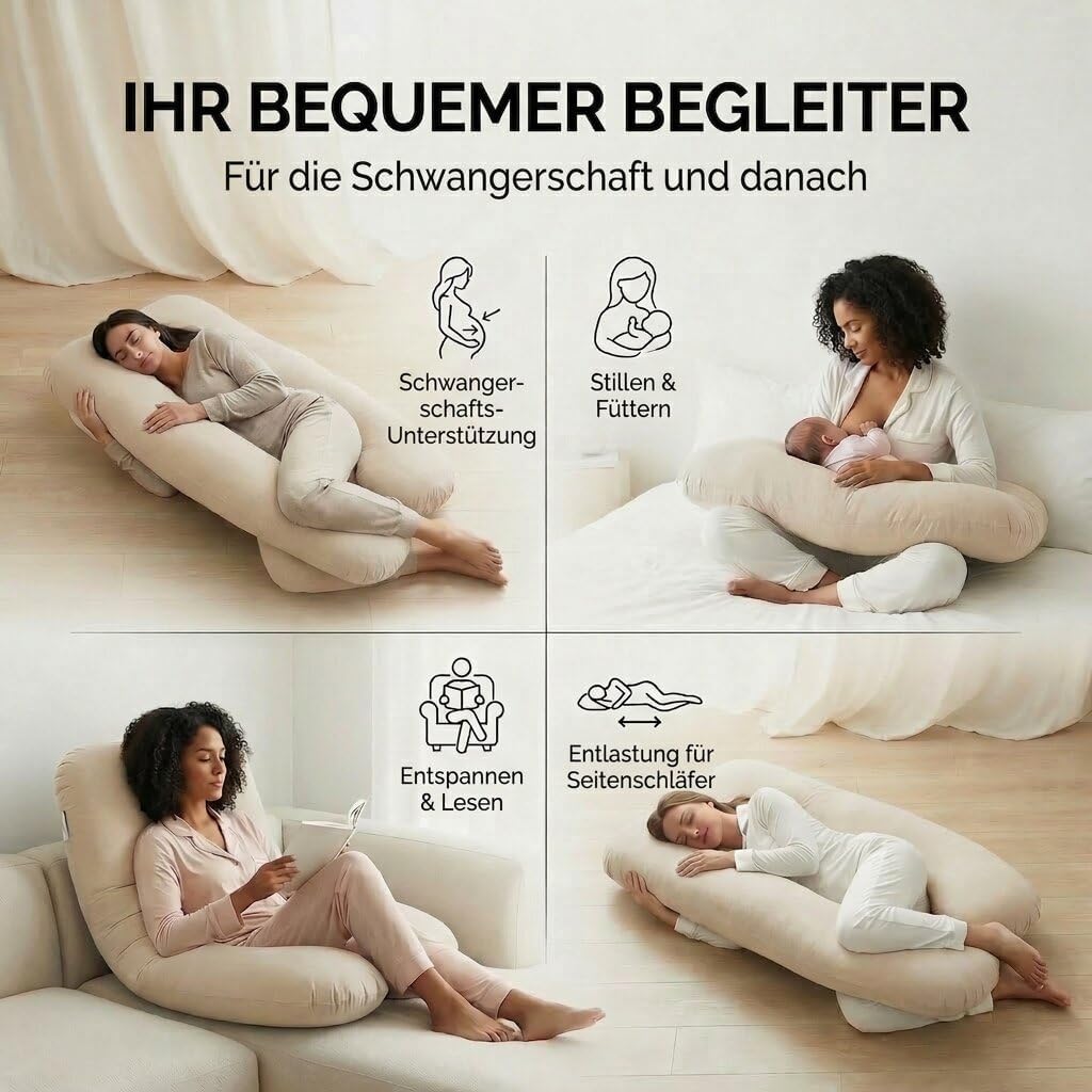 U-Form Schwangerschaftskissen & Seitenschläferkissen Stillkissen