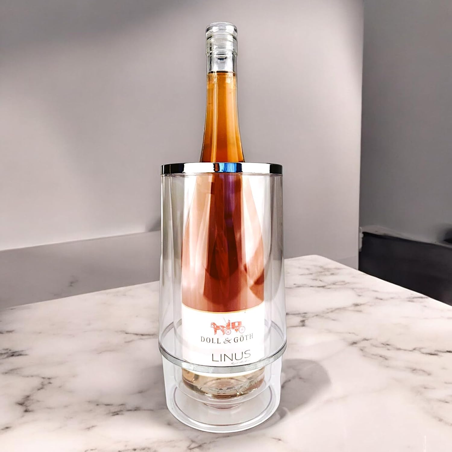 Doppelwandiger Acryl Weinkühler für Wein & Sekt – Transparenter Kühler