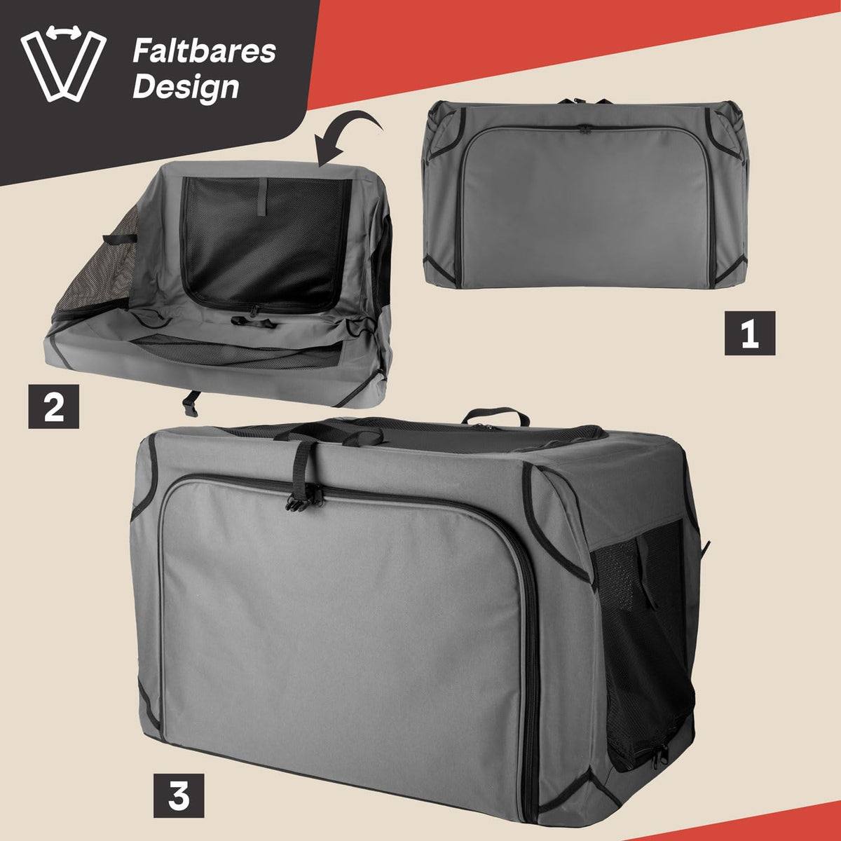 Hundetransportbox & Laufstall Kombi - Faltbare Auto-Hundebox