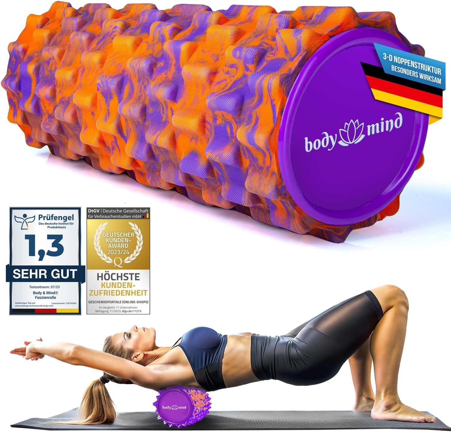 Body & Mind Faszienrolle – Massage-Rolle für Faszientraining