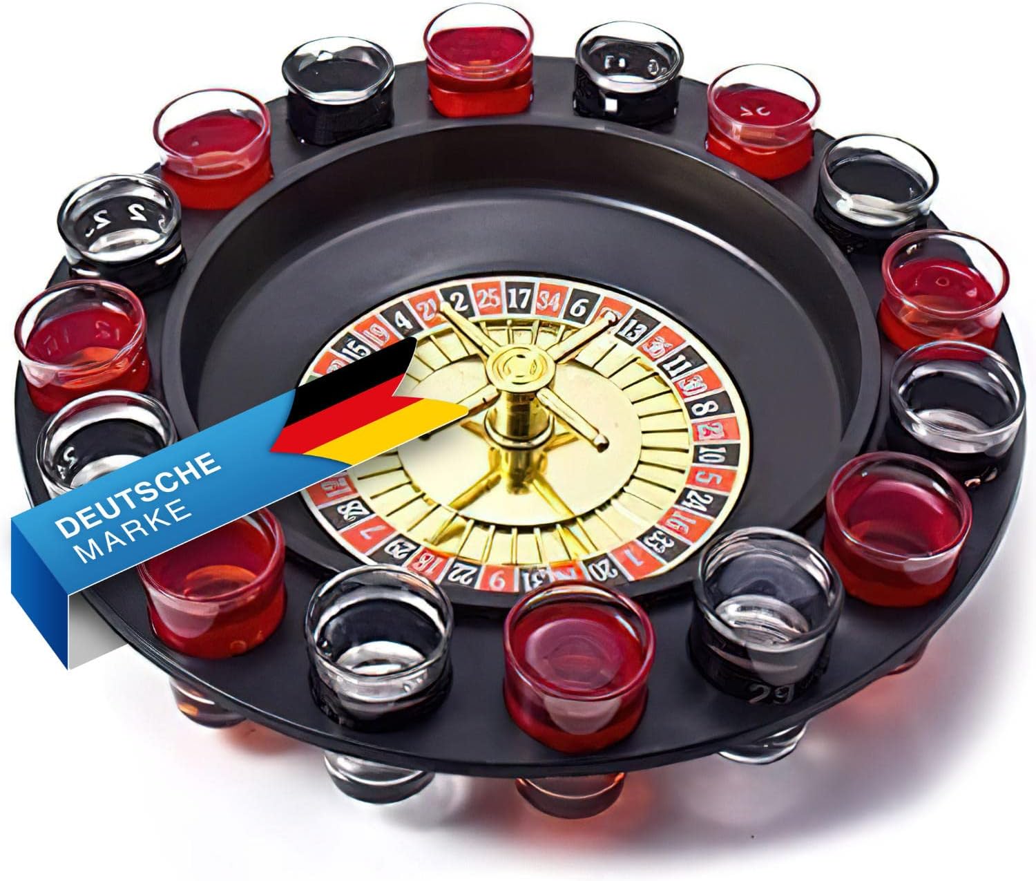 Trinkspiel Roulette für Erwachsene - 16 Shotgläser & Casino Spielspaß