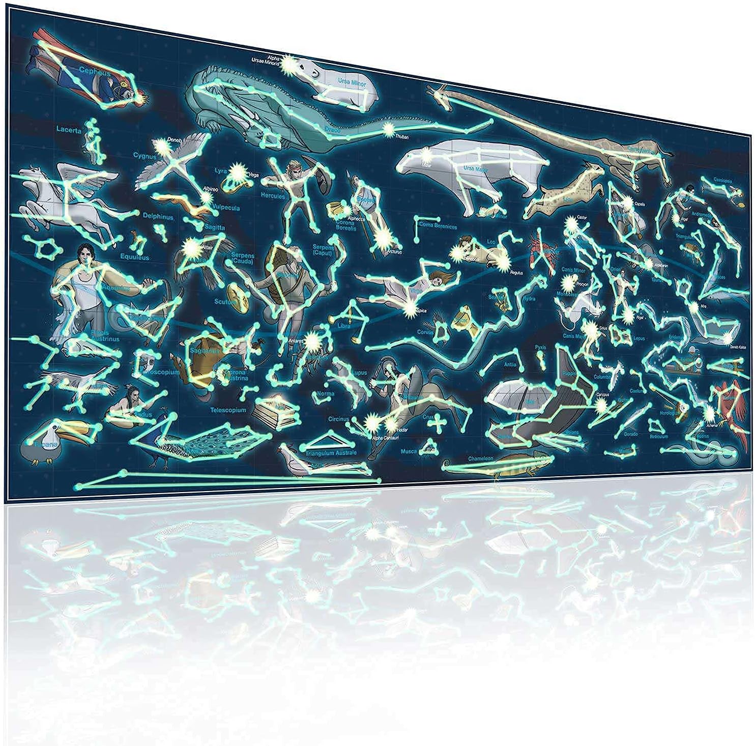 Leuchtendes Sternenhimmel Poster 100x44cm - XXL Wanddeko Kinderzimmer