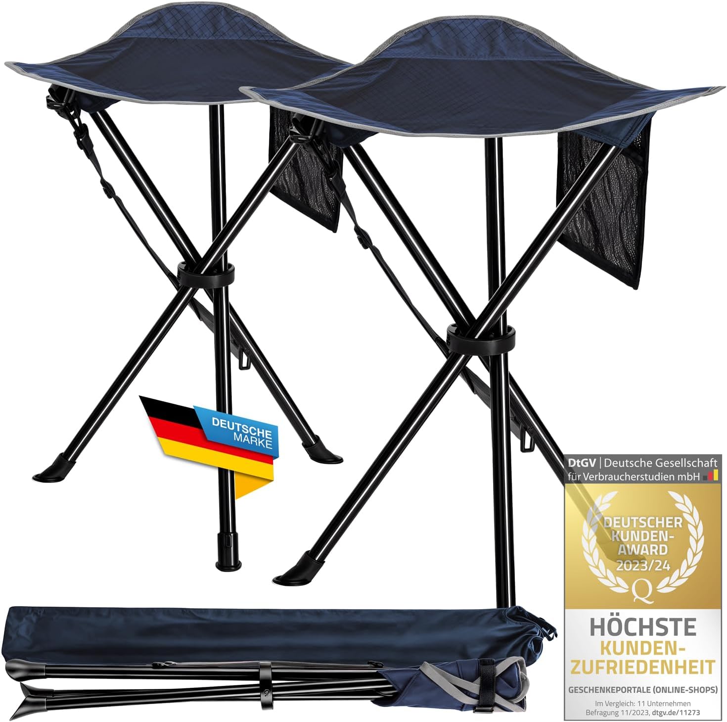 Camping-Hocker – Klappbarer Dreibeinhocker für Festivals & Outdoor