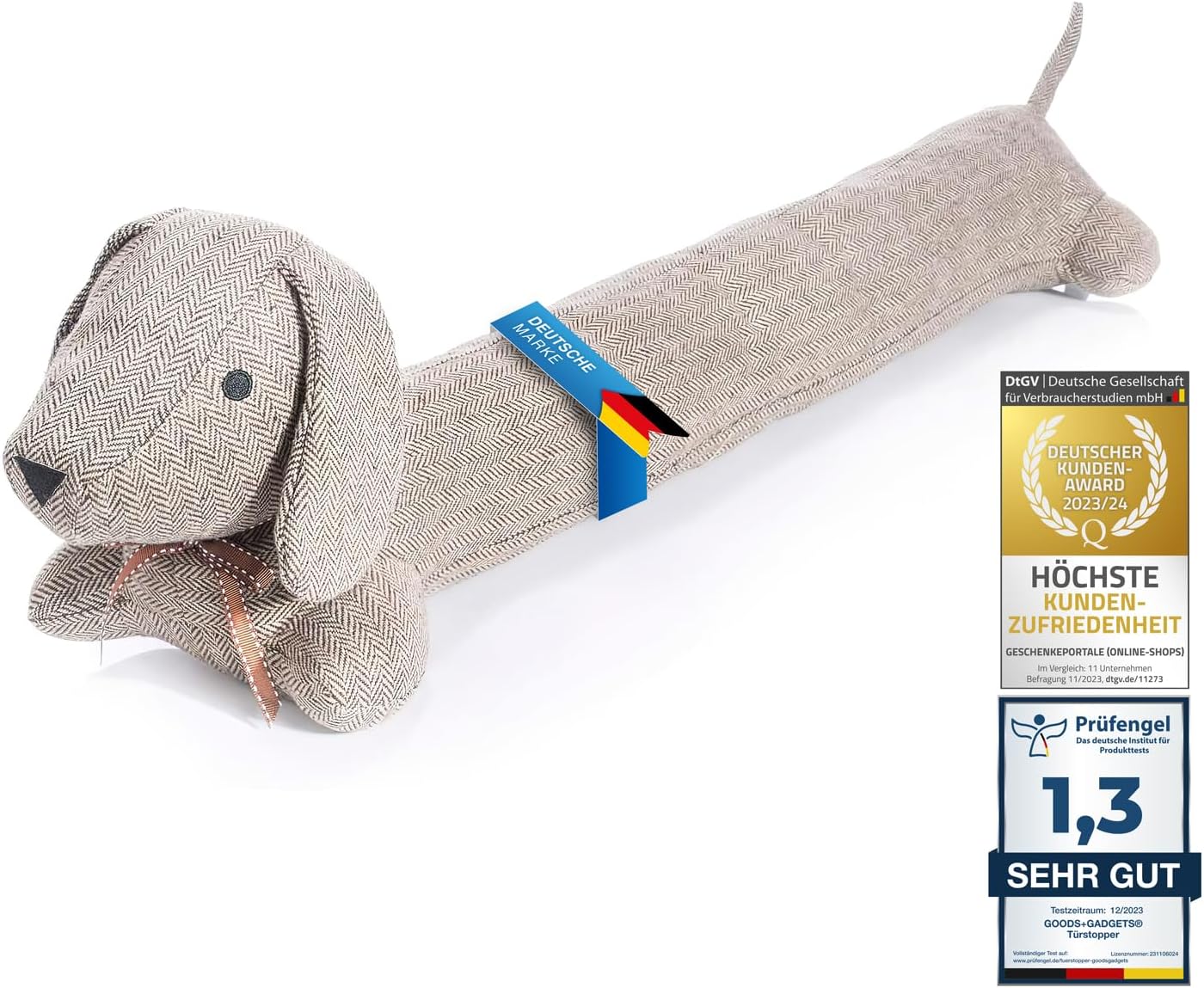 Dackel Zugluftstopper XXL – 93 cm langer, schwerer Türstopper