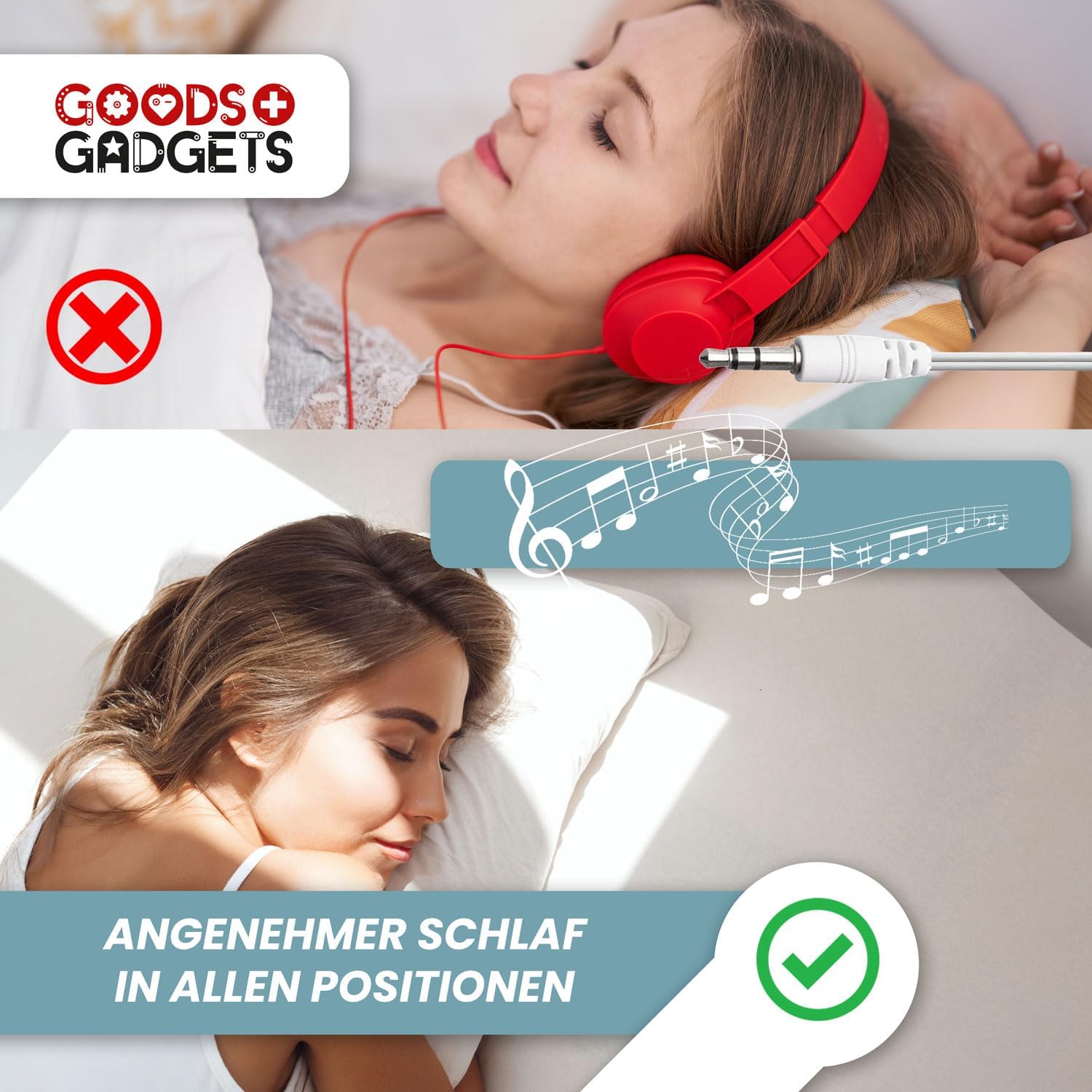 Kissenlautsprecher zum Einschlafen - Flach & Diskret (3,5mm Klinke)