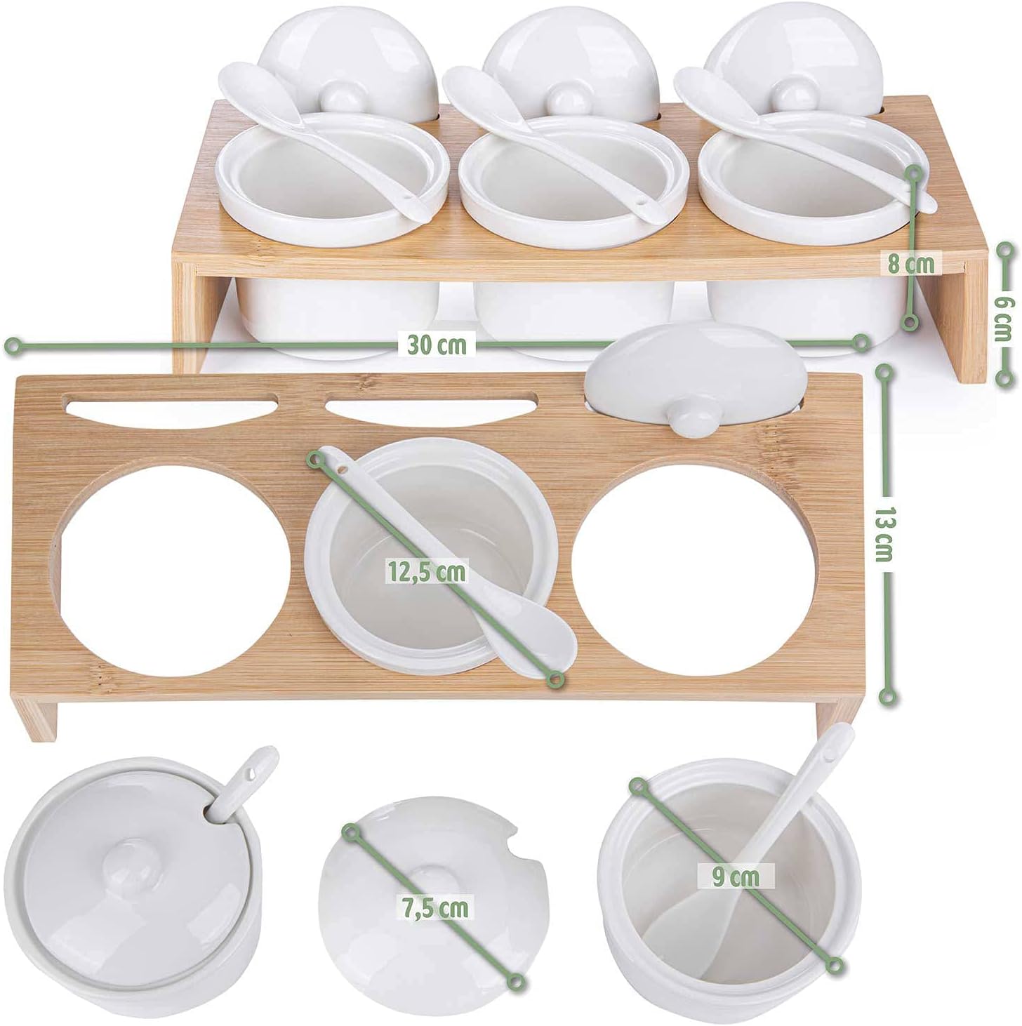 Gewürzdosen Set Porzellan – 3-tlg. Servierset für Gewürze & Snacks